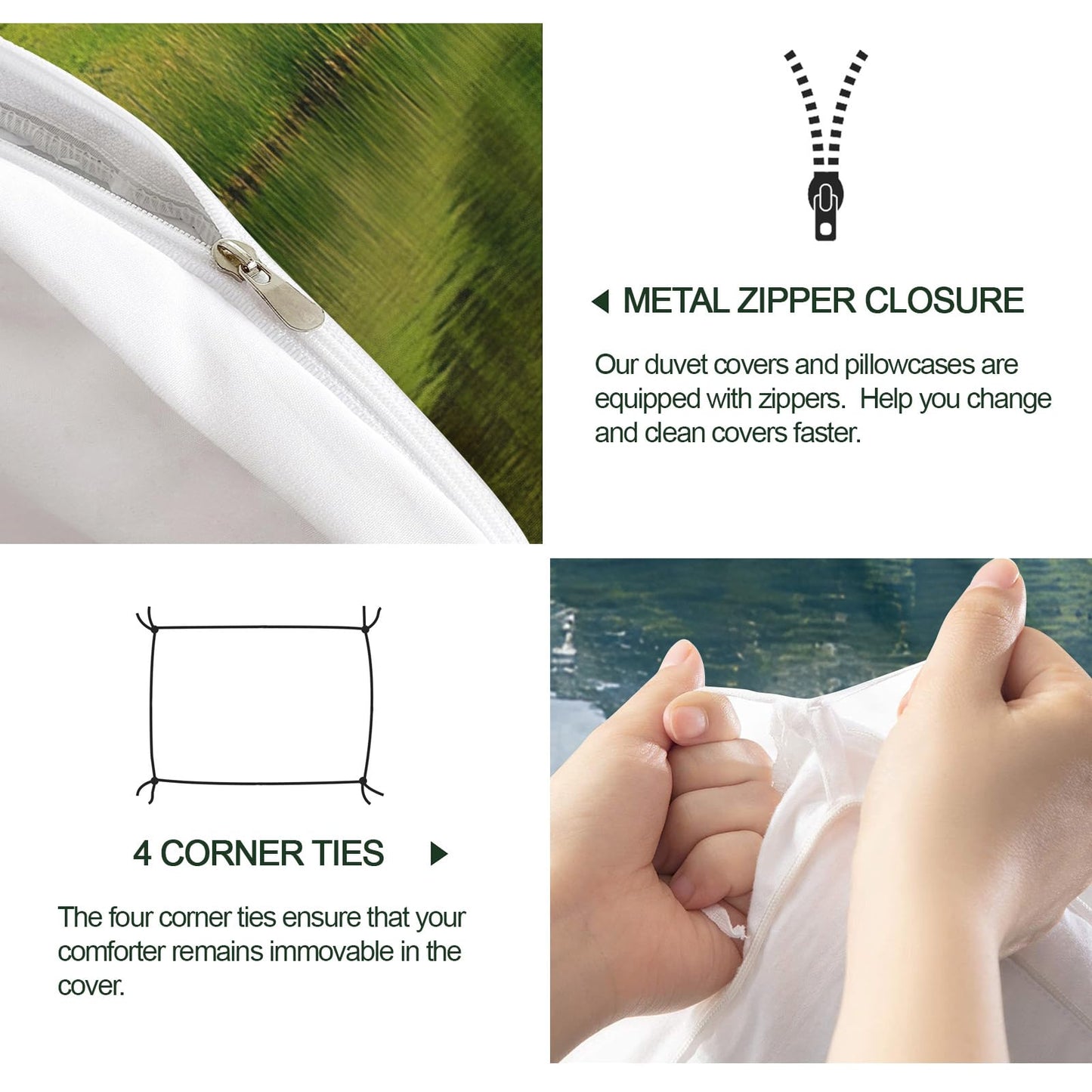 PAISUOQ Landscape Duvet Cover Full, Lakes and Mountains Bedding, Nature Landscape Comforter Cover with 2 Pillow Cases, 3 Pieces with Zipper & Ties, Bedroom Decor & Gifts