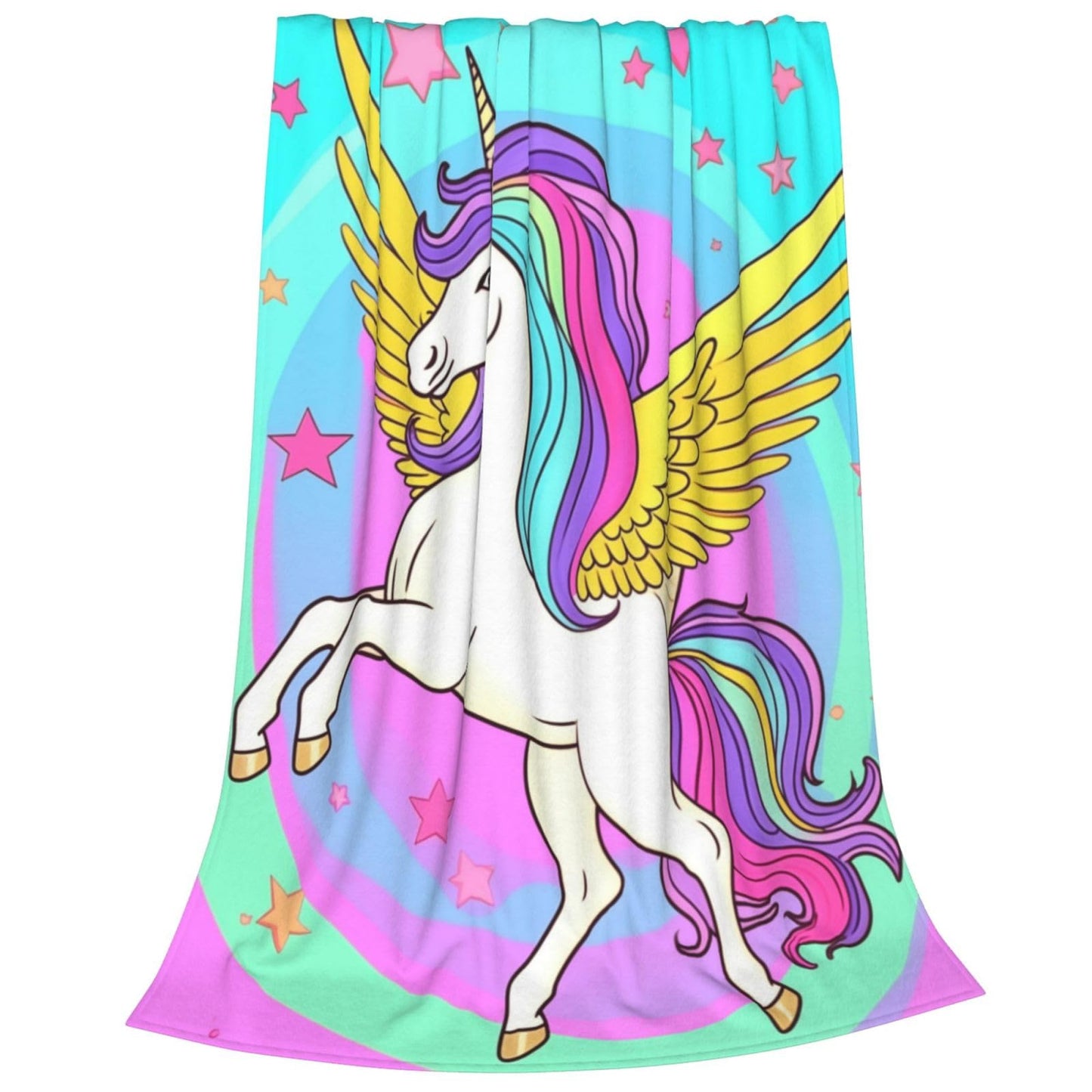 amepay Cute Unicorn Wings Blanket for Grils Pattern Print Flannel Throw Blankets for Home Couch Bed Sofa Soft Fuzzy Lightweight Decor Gifts 60x50 Inches
