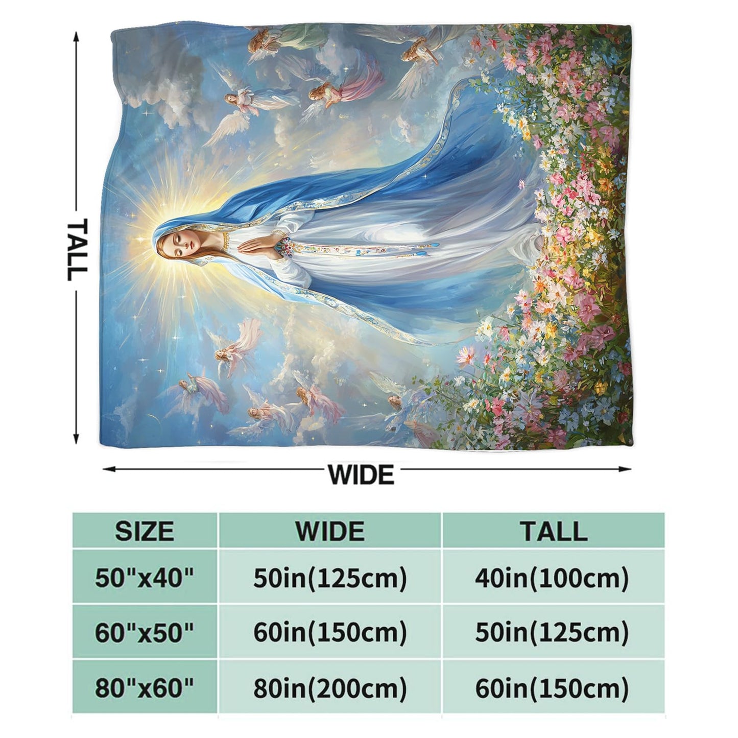 Virgin Mary Virgen de Guadalupe Blanket, Our Lady of Guadalupe Throw Blanket, Cozy Flannel Soft Blankets Gift for Girls Couch Sofa Bed 50" x 40"