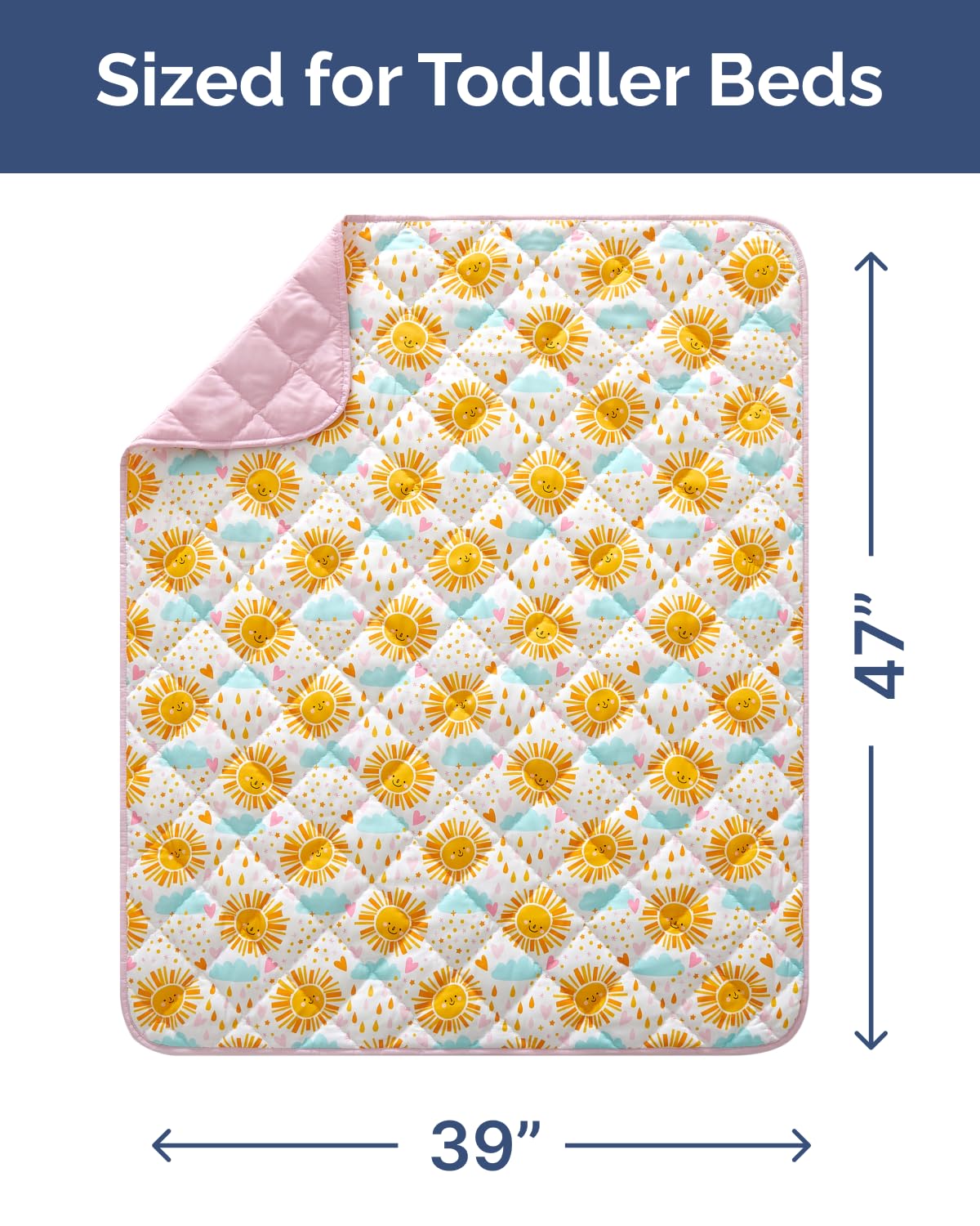 Sun Toddler Comforter - Down Alternative Toddler Microfiber Comforter - Lightweight & Warm Baby Quilt Blanket - Soft and Breathable - Kids Duvet Insert for Crib & Stroller - Machine Washable - 39x47