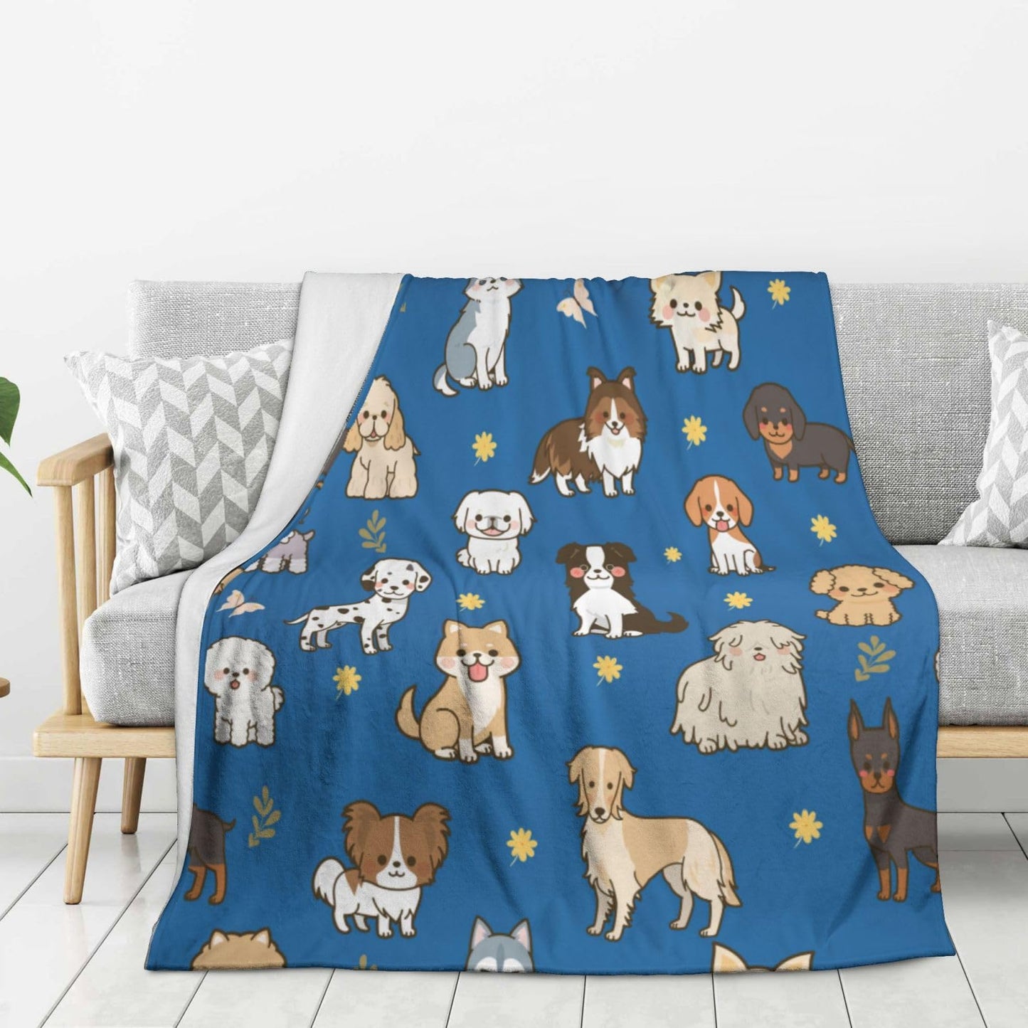 Cute Puppy Dog Throw Blanket Cozy Fluffy Plush Blanket Soft Flannel Throw Blanket for Kids Men Women Gift Sofa Bed Couch 50"x40" Christmas