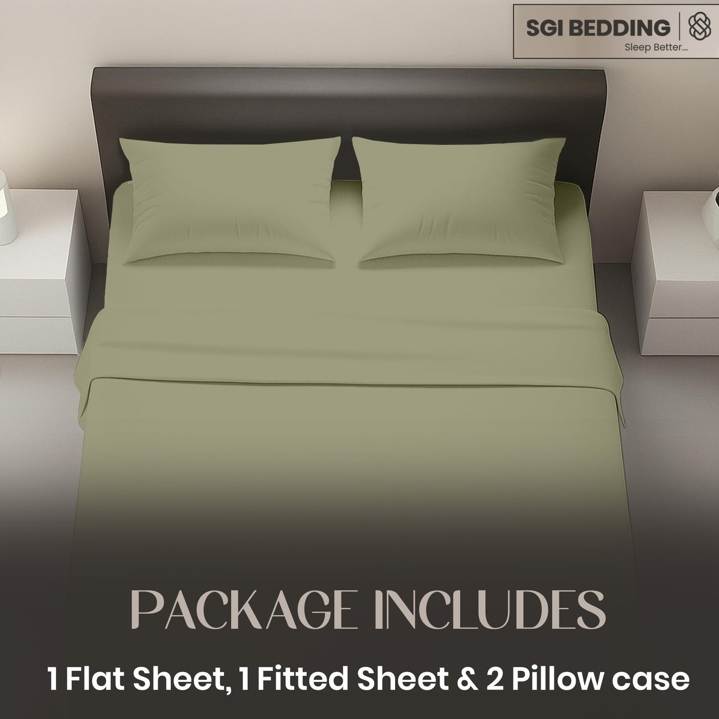 SGI bedding Full Size Moss Soft Brushed Luxury Microfiber 4 Piece Sheet Set- Easy Care, Super Soft & Breathable Cool 15" Deep Pocket Fade Wrinkle Stain Resistant