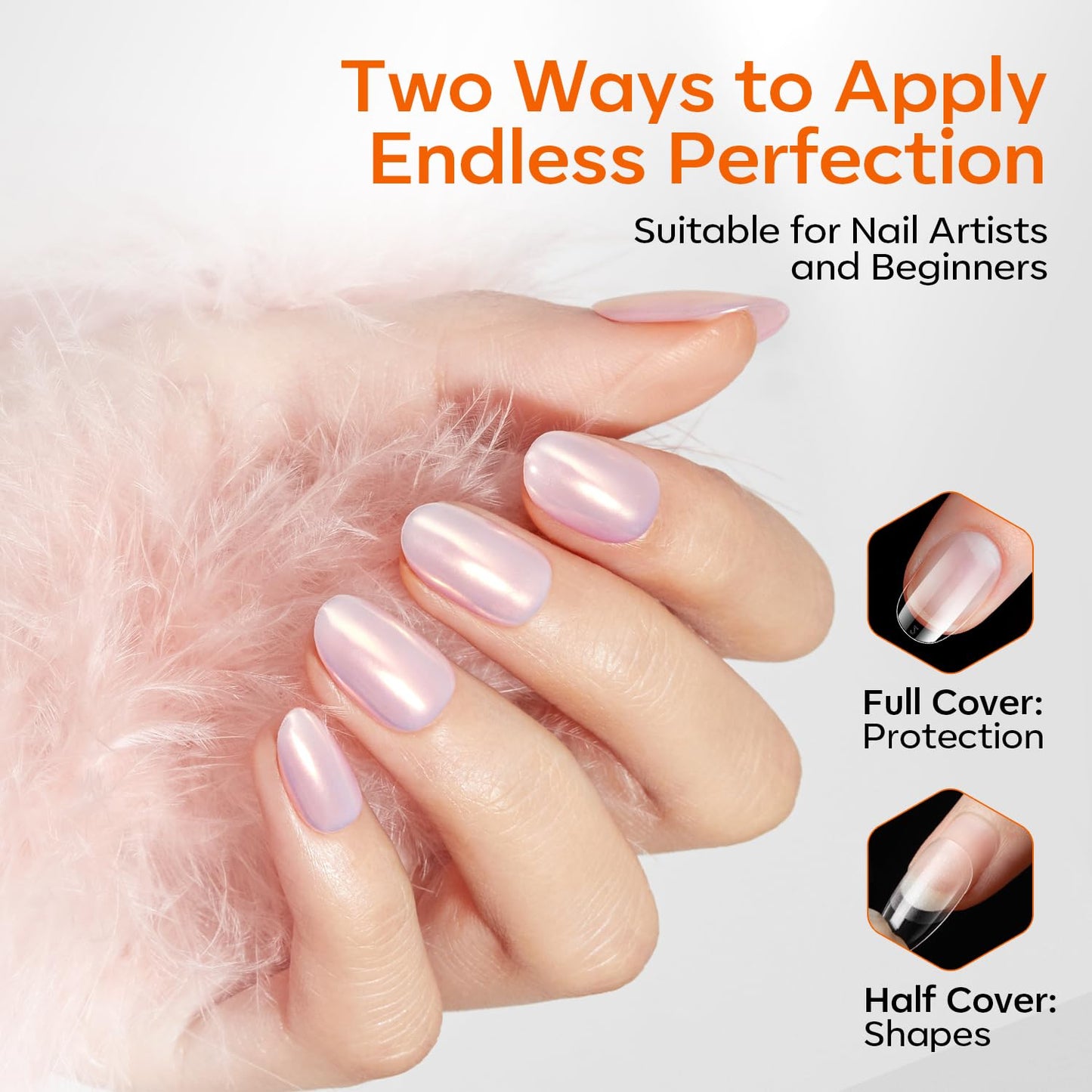 modelones Extra Short Oval Gel Nail Tips, 360pcs Pre-etched Clear Round Fake Nails Press On Full Cover Half Matte 15 Sizes Acrylic Gel Tips for Extension Salon