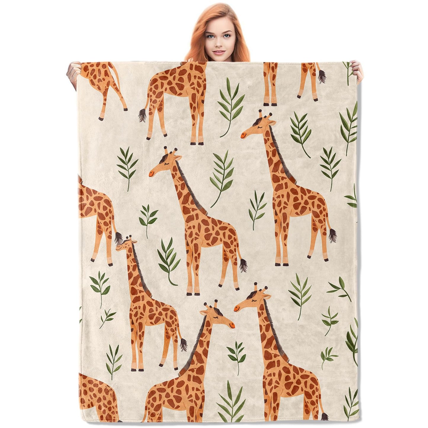 VANZEV Giraffe Fleece Blanket Gifts for Kids and Adults, Cute Animal Cozy Throw Blankets, Soft Warm Plush Giraffe Blanket for Home Decor, 50x60 inches