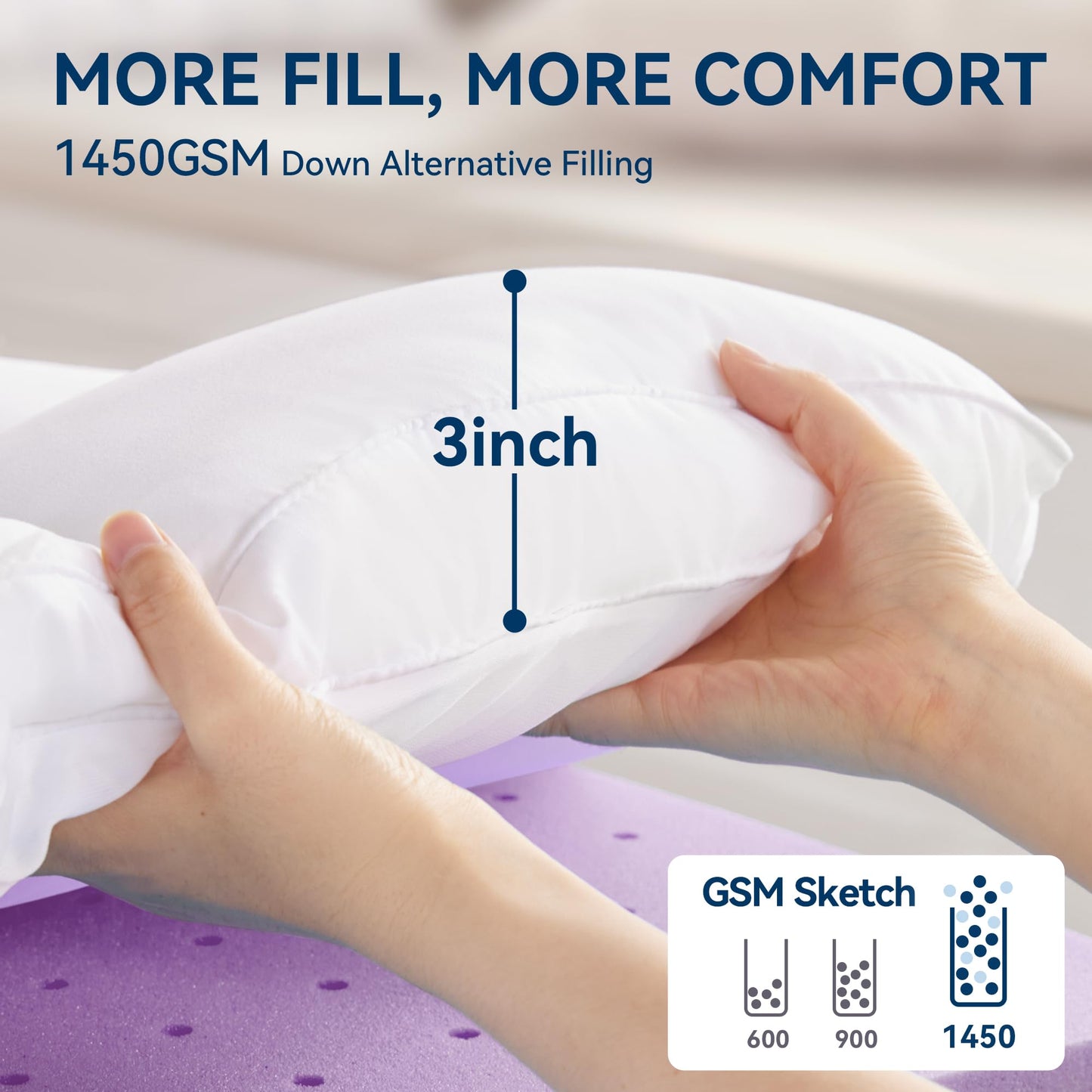 BDEUS Dual Layer 5 Inch Memory Foam Mattress Topper Twin Size, 2 Inch Gel Memory Foam Plus 3 Inch 1450 GSM Down Alternative Quilted Pillow Top Mattress Pad Cover,White