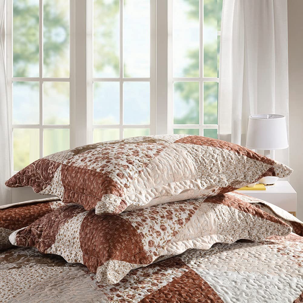 Travan 3-Piece King Bedspread Quilt Sets Patchwork Floral Oversized Reversible Quilted Bedding Coverlet Set for All Seasons, King Size