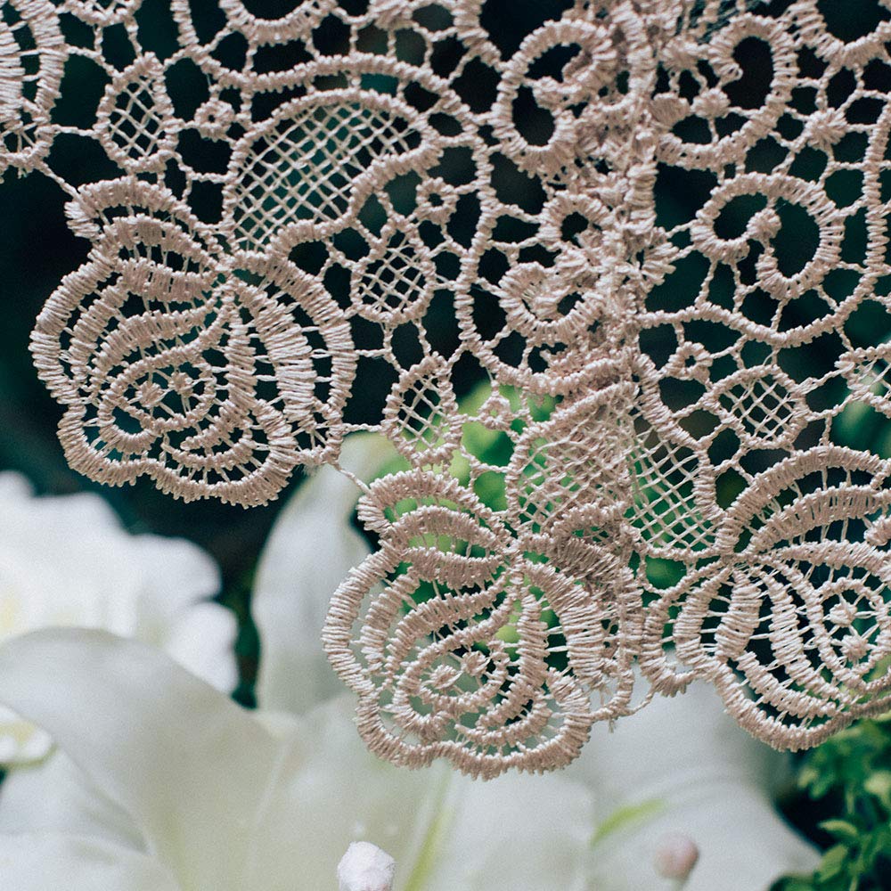 ARTABLE Rectangle Small Table Cloth Lace Macrame Vintage Tablecloth Shabby Chic Embroidered Oblong Table Cover for Wedding Banquet Holiday Long Dinner Tables (Golden, 43"x43")