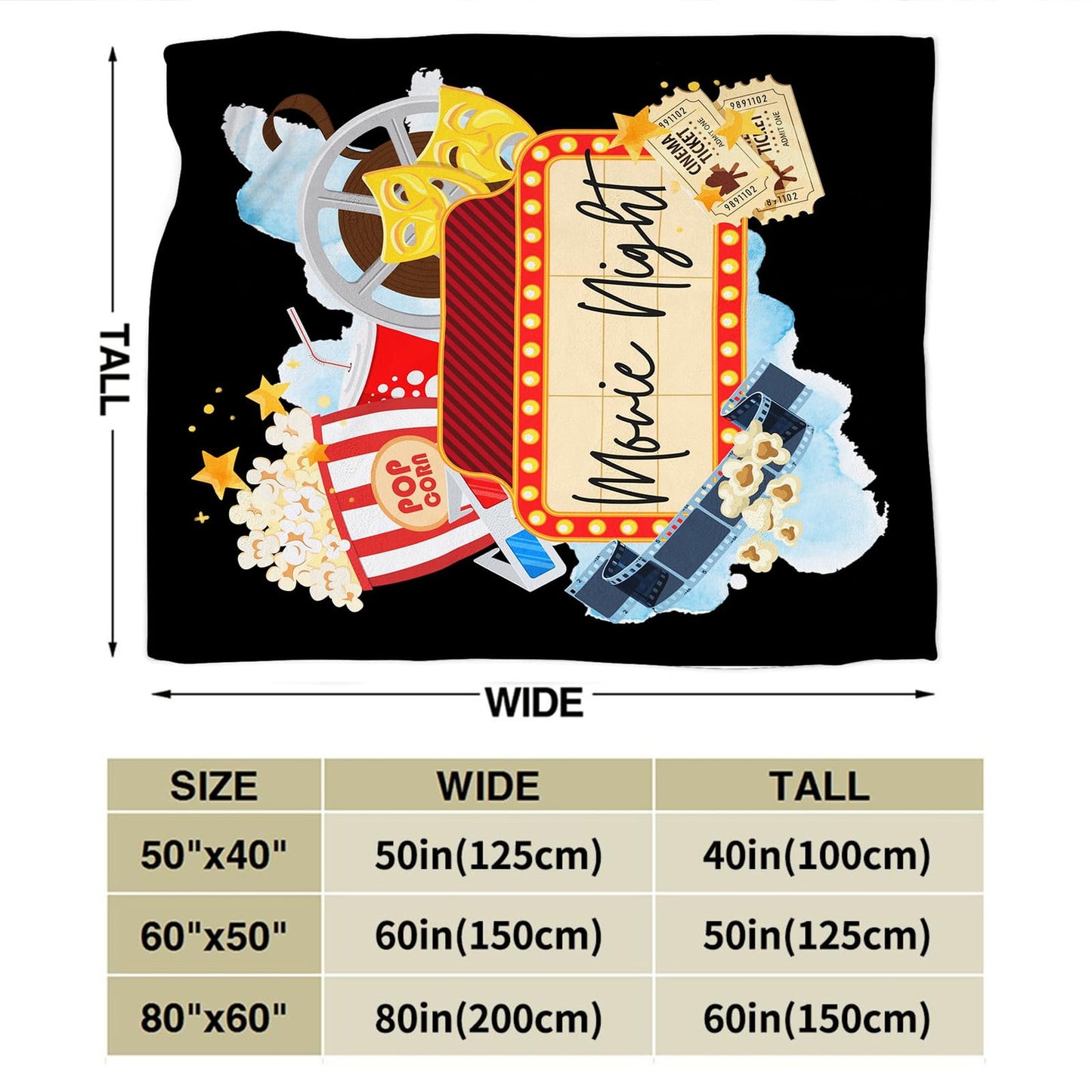 Golakra Movie Blanket Movie Lover Throw Blankets Plush Cozy Flannel Fleece Fuzzy Theater Home Film Cinema Blanket Gifts for Girls Women Men Boys Kids Bed 50"X40"