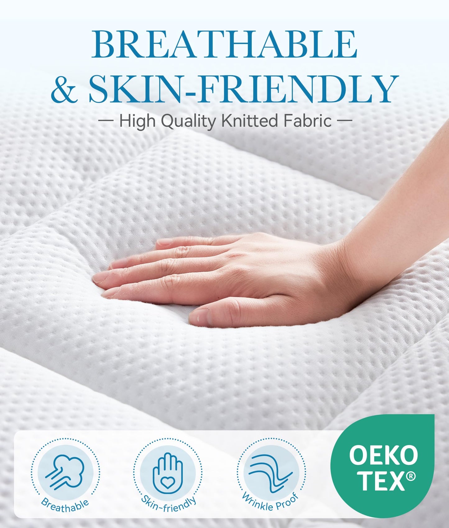 BDEUS Waterproof Dual Layer 4 Inch Memory Foam Mattress Topper Queen Size, 2 Inch Gel Memory Foam Plus 2 Inch Down Alternative Quilted Pillow Top Mattress Pad Cover for Kids, Pets