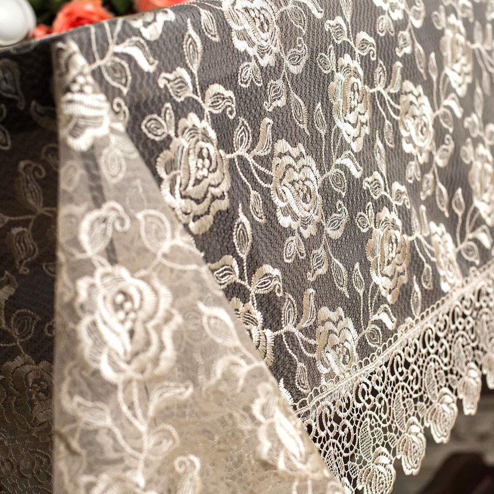 ARTABLE Rectangular Table Cloth Lace Macrame Vintage Tablecloth Shabby Chic Embroidered Oblong Table Cover for Wedding Banquet Holiday Long Dinner Tables (Golden, 59" x 104")