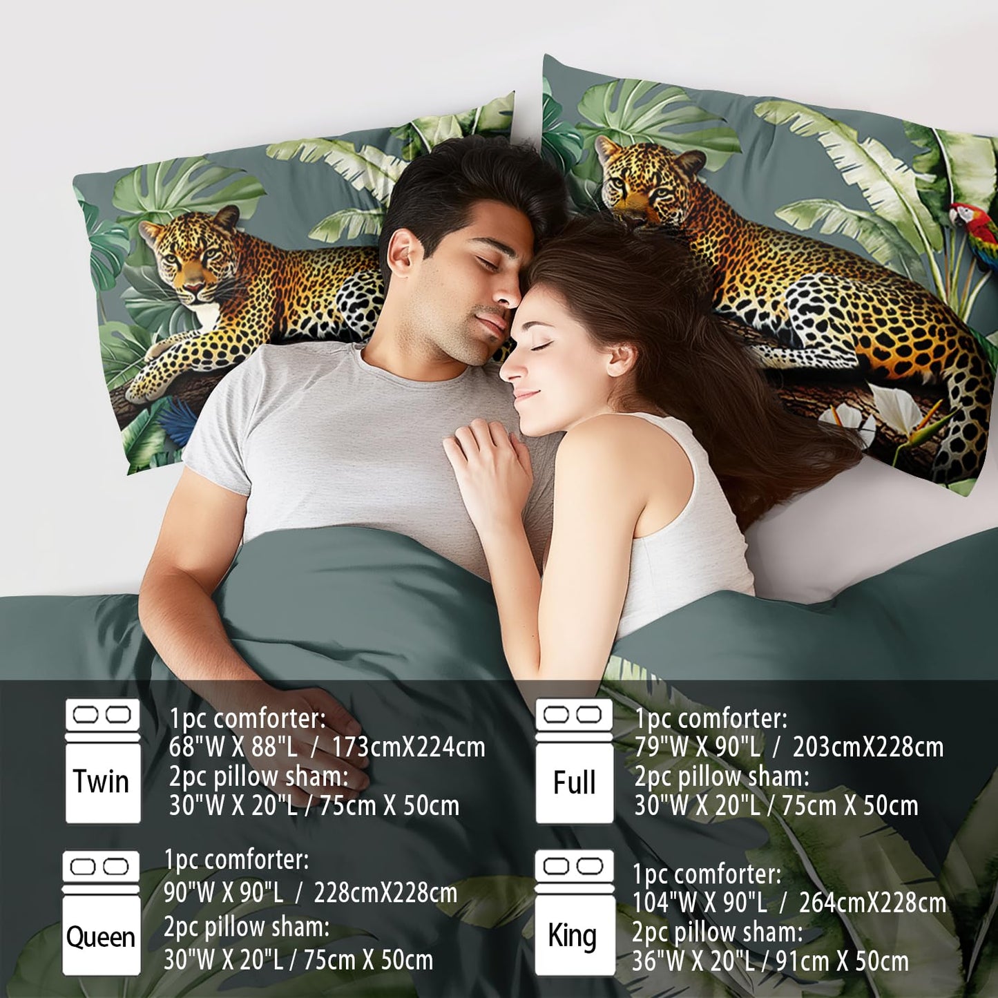 llyxsesty Animal Leopard Print Comforter Set King Animal Cheetah Print Comforter Set Boys Girls Floral Leopard Bedding Bedroom Decor Floral Cheetah Bedding King Jungle Plant Room Decor