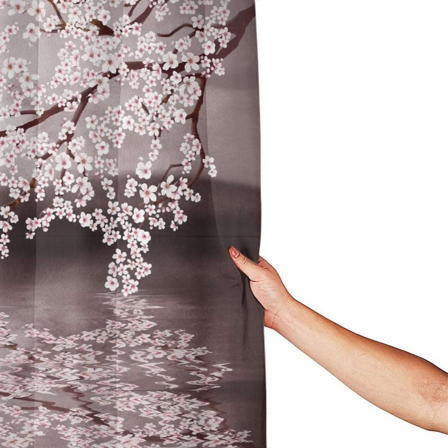 DDCBNS Japanese Cherry Blossom Shower Curtains,Pink Flower Nature Landscape Print Shower Curtain for Bathroom Decor Asia Oriental Theme Fabric Waterproof Upholstery Hook 66x72inch