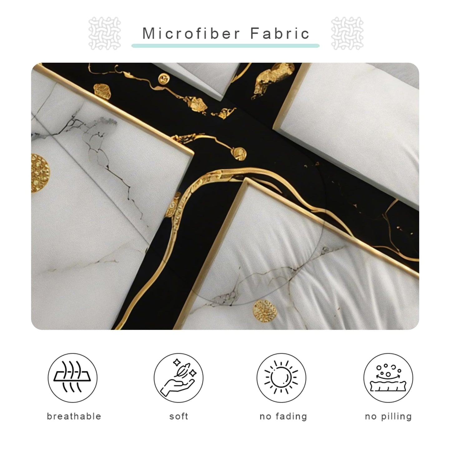 EDGZKO White Marble Comforter Set: Twin Size Geometric Black and Gold Bedding Sets Abstract Marbling Quilts for Teens Kids Modern Aesthetic Bed Set 1 Comforter & 1 Pillowcase
