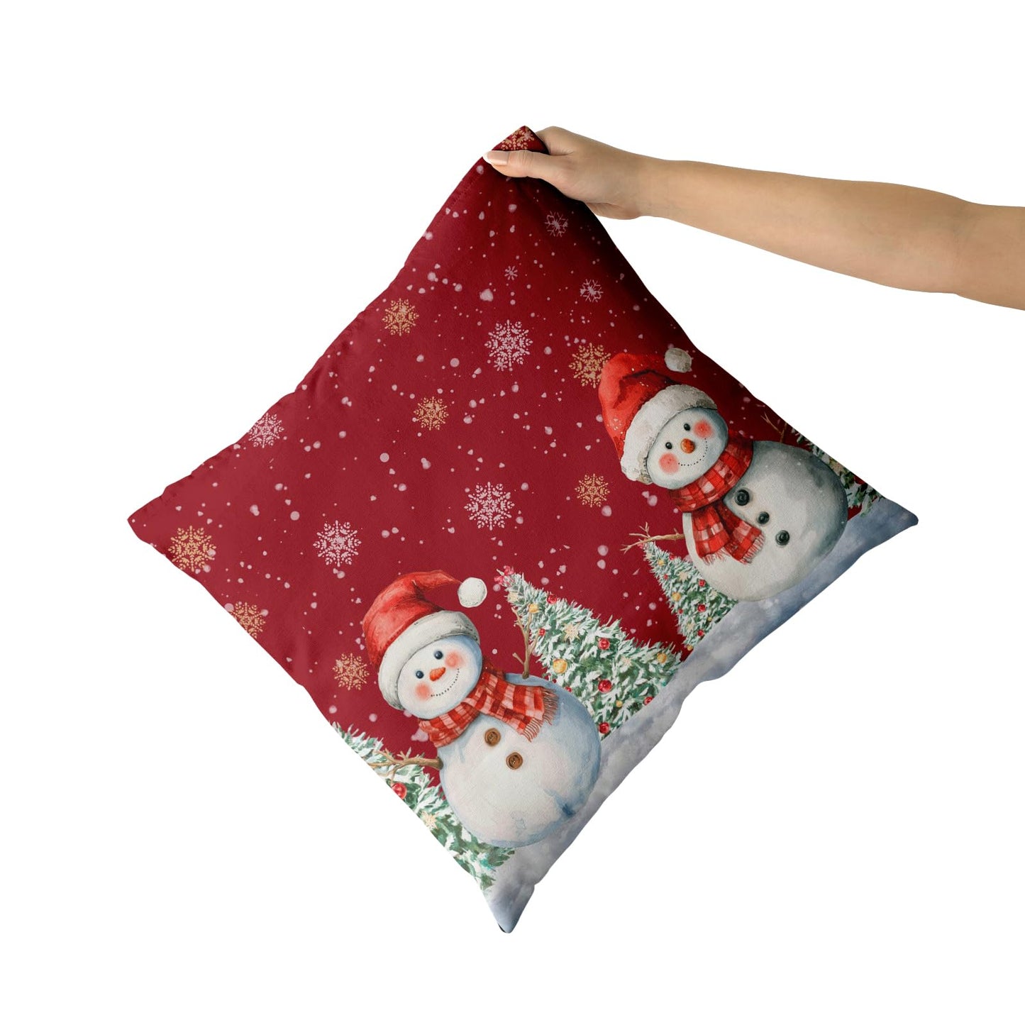 Giwawa Snowman Pillow Covers 18x18 Inch Red Winter Pine Tree Snowflake Pillow Cases Set of 2 Xmas Farmhouse Cushion Case Decorative Winter Holiday Decor for Home Couch Bed Sofa