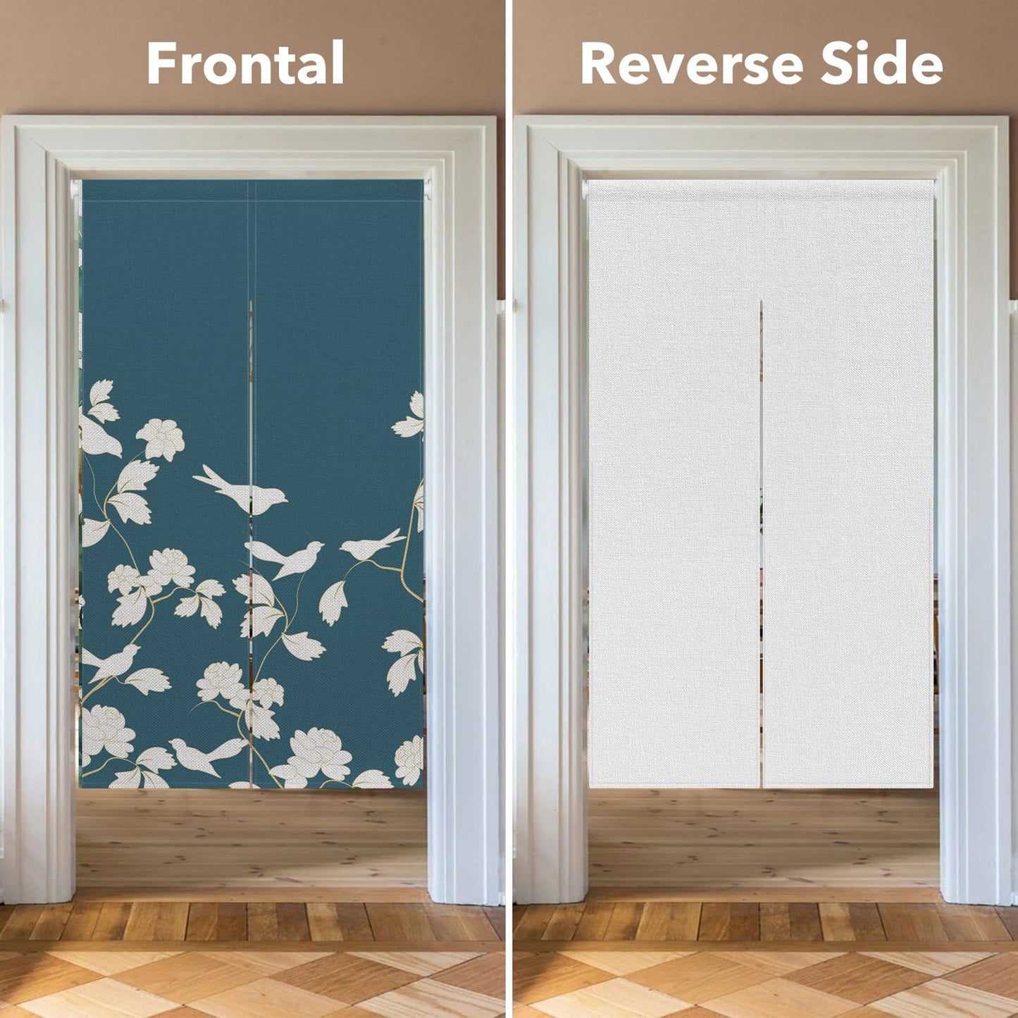 Leowefowa Japanese Noren Doorway Curtain Long Style Door Curtain Tapestry Chinese Printing Feng Shui Window Treatment for Hanging Room Divider Kitchen Home Decor (White, Birds), 33.5"x 70.9"