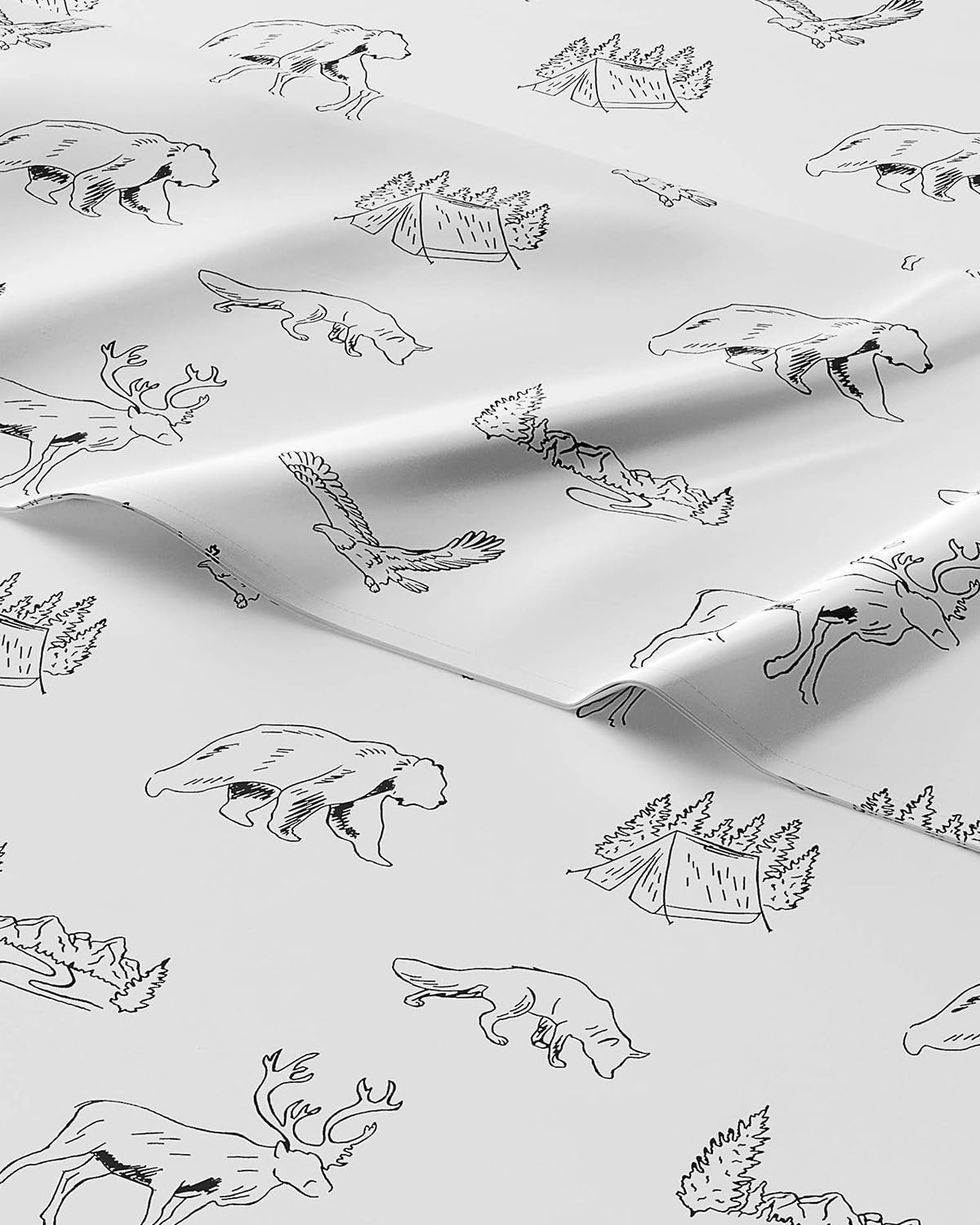 Kids Twin Size Bed Sheet Set - 3 Piece Kids Loft Bed Sheets - Wildlife Forest Themed Bedding - Soft, Cute and Cozy - Breathable and Machine Washable - Animal Bed Set for Boys, Girls, Teens & Toddlers