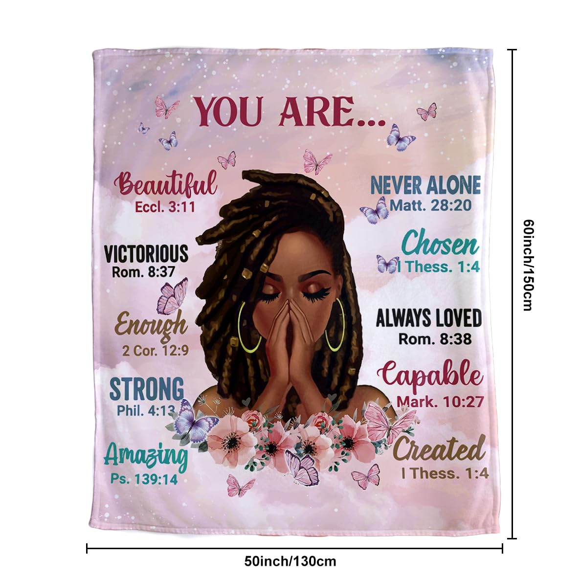 TRENDYNEST Throw Blanket, Soft Fleece Blanket with Inspirational Positive Thoughts and Quotes for Bedroom, Ideal as a Gift for Girls and Women 50x60 Inch