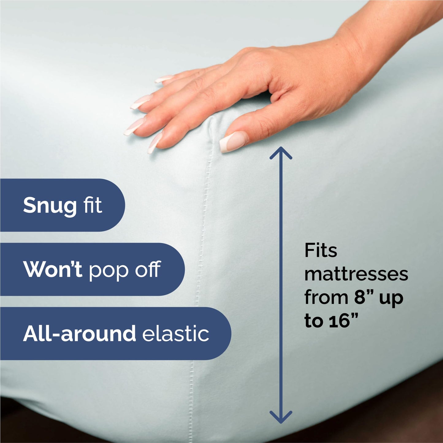 Split King Size 5 Piece Sheet Set - Comfy Breathable & Cooling Sheets - Hotel Luxury Bed Sheets for Women & Men - Deep Pockets, Easy-Fit, Soft & Wrinkle Free Sheets - Ice Blue Oeko-Tex Bed Sheet Set