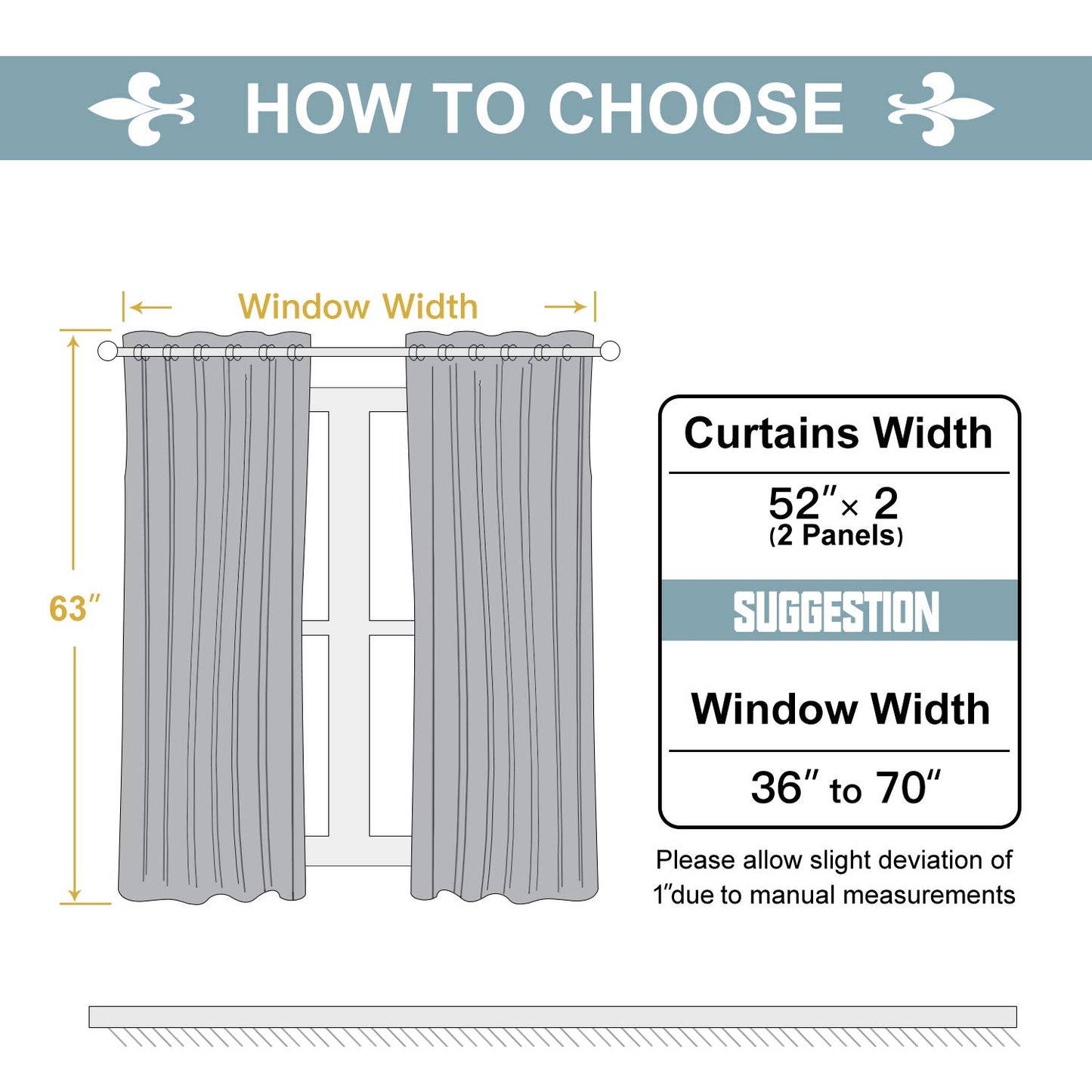 ChrisDowa 100% Blackout Curtains for Bedroom with Black Liner, 2 Thick Layers Total Blackout Thermal Insulated Grommet Window Curtains 2 Panels Set (Stone Blue, 52 x 63 Inch)
