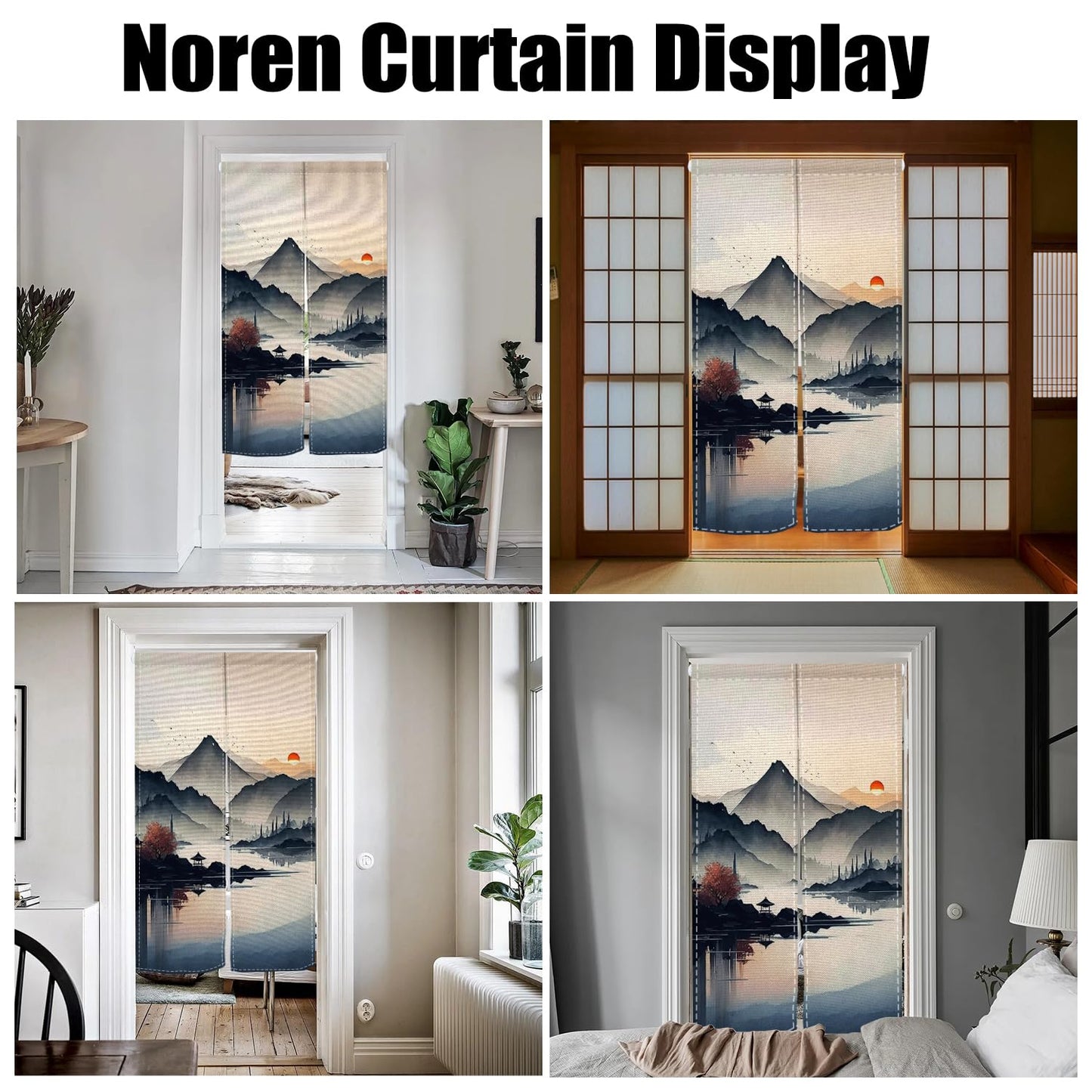 XMJJKUF Noren Japanese Doorway Curtain Window Treatment Door Curtain Tapestry for Privacy Partition Divider Panel Home Kitchen Room Decor 33.5" Width x 70.9" Long (Mountains, Landscape Painting)