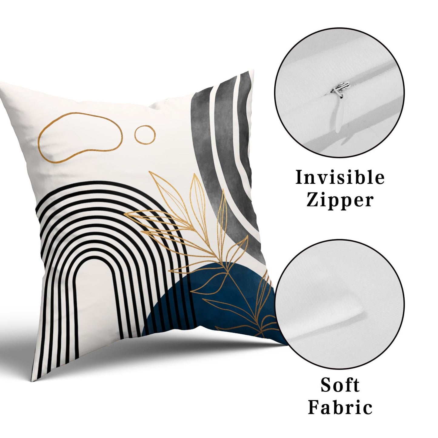 DZGlobal Grey and Blue Throw Pillows Boho Pillow Covers 20x20 Abstract Geometric Pillow Covers Mid Century Modern Decor for Sofa Bed Living Room Couch Set of 4