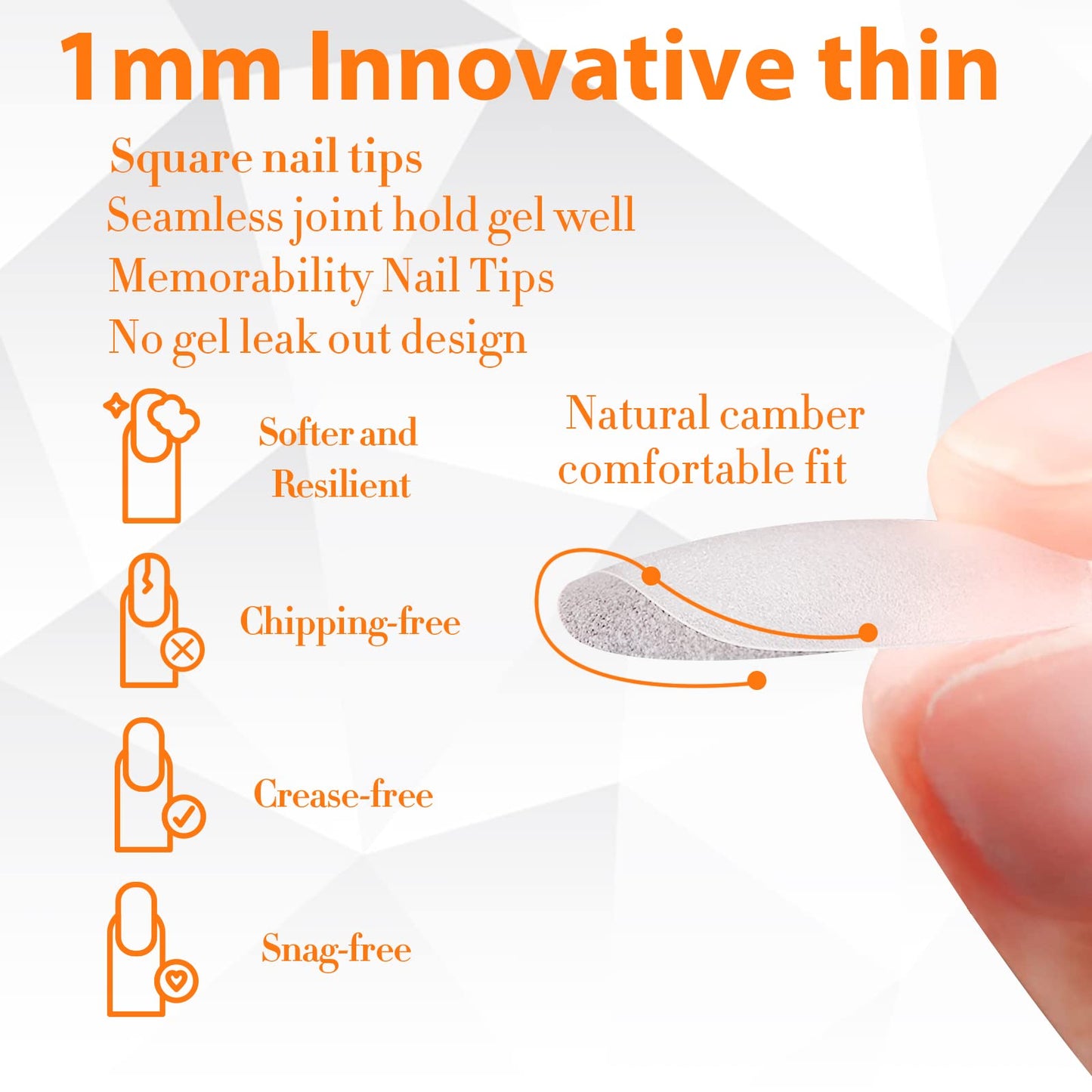 UNA GELLA Short Square Fake Nails Tips Full Matte 504 pcs Square Press on Nails Pre-shape for Full Cover Acrylic Nails French False Nails 12 Sizes False Soft Gel Tips