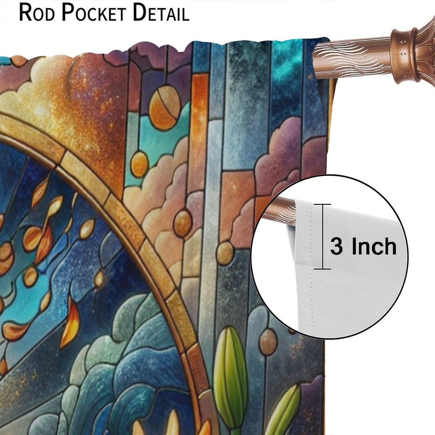 FengMingRui Cardinal Stained Glass Curtains Modern Art Flower Bird Note Dream Blackout Window Treatments for Kids Boys Girls Bedroom Living Room Window Drapes 42" W X 45" L