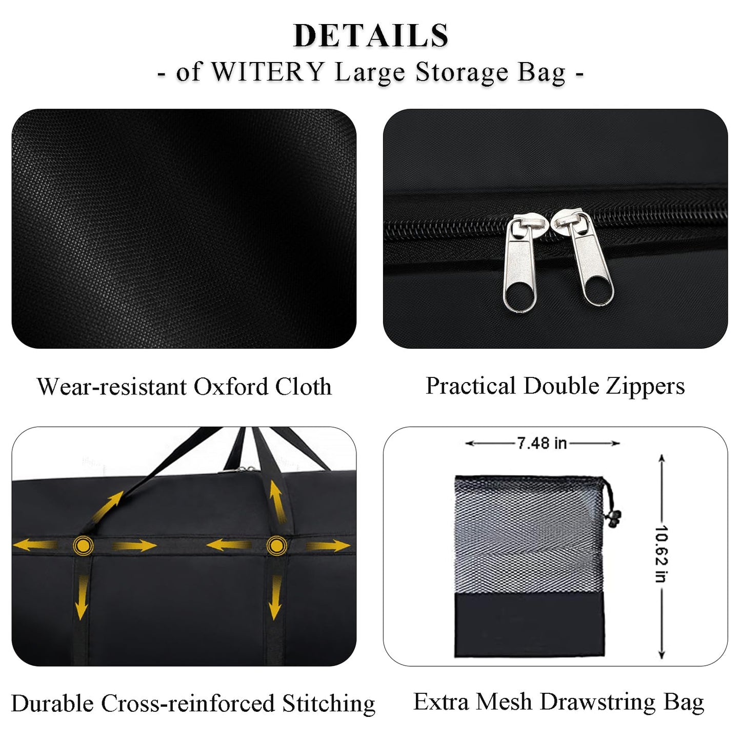 WITERY 2 Pack 180L/47.5 Gallons Extra Large Storage Bags Jumbo Duffle Bag for Travel Moving Totes Boxes Heavy Duty Stronger Handles Zippers Reusable Storage Totes for Bassinet Clothes Blankets