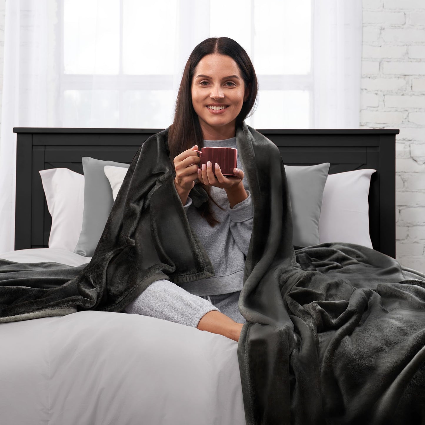 Northwest Ashford Home Cozy Oversized Family Throw Blanket, Slate 108 x 120 inches