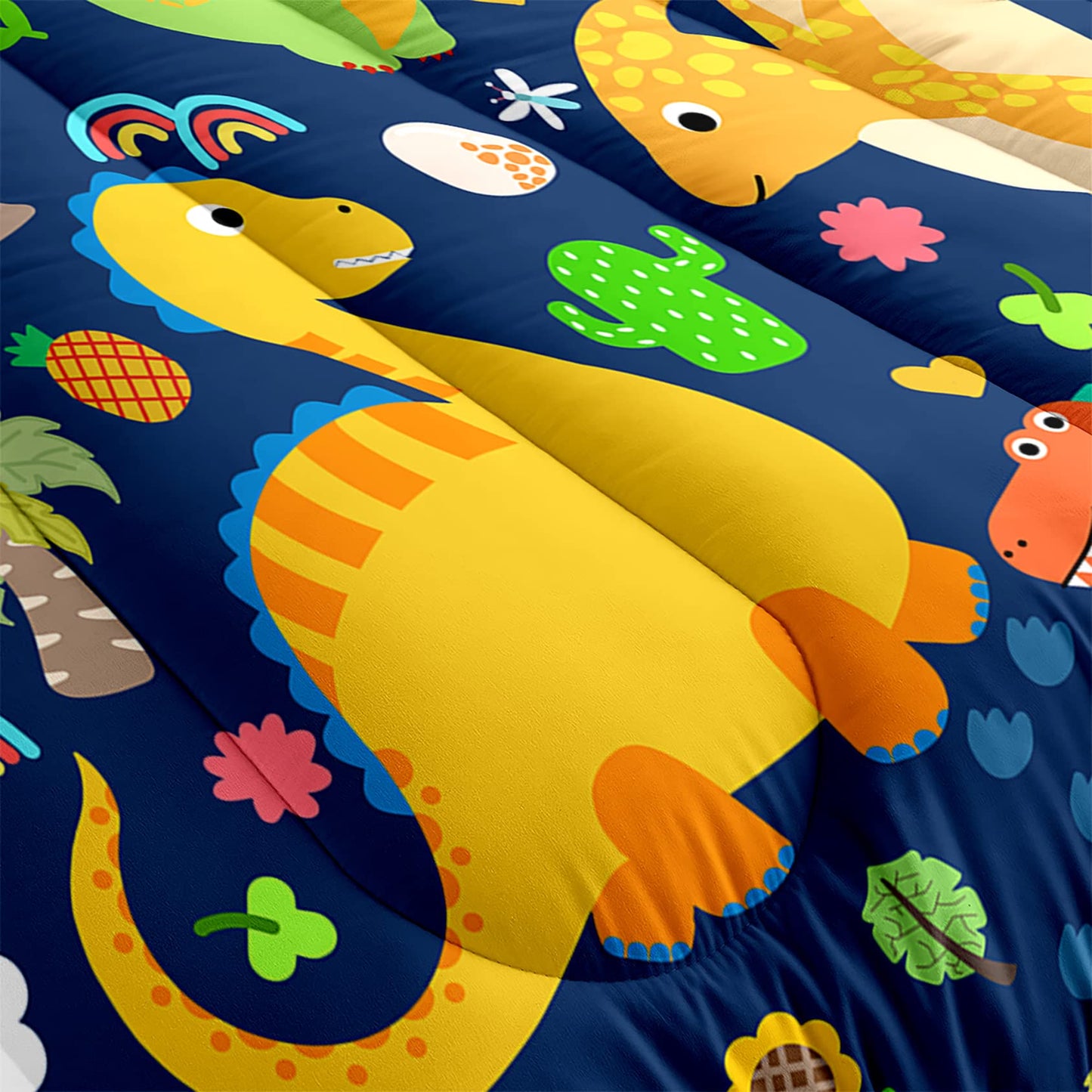 Dinosaur Bedding Set for Boys' Room - Blue Dinosaur Comforter, 1 Full Comforter with 2 Pillowcases