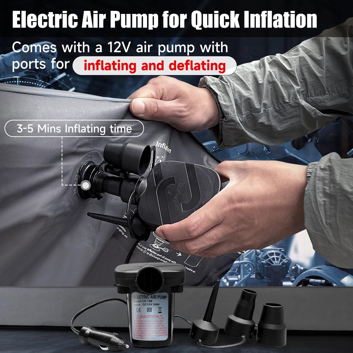 DikaSun Car Air Mattress, Inflatable SUV Truck Air Mattress Back Seat Camping Bed Thickened Car Sleeping Pad for Travel, Car Bed SUV Mattress with Air Pump 2 Pillows