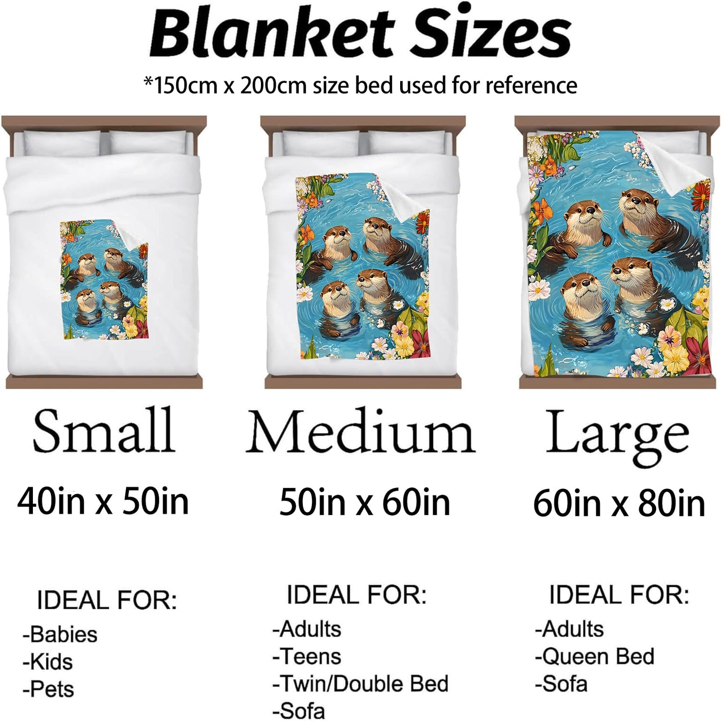 Kibue Adorable Otter Blanket - Soft & Cozy Warm Flannel Throw - Plush Lightweight Blankets for Travel, Sofa, Bedroom, Office - Gifts for Adults Women Kids - for All Seasons 60"×50"