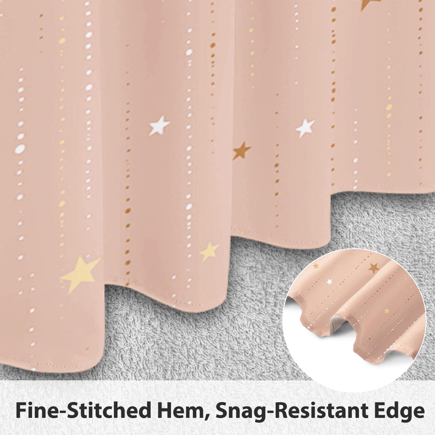 GICDSU Starry Night Shower Curtain, Waterproof Shower Curtains for Bathroom, Cloth Star Shower Curtain Set with Hooks, Peach Pink Celestial Space Shower Curtains, 72x72 Inches
