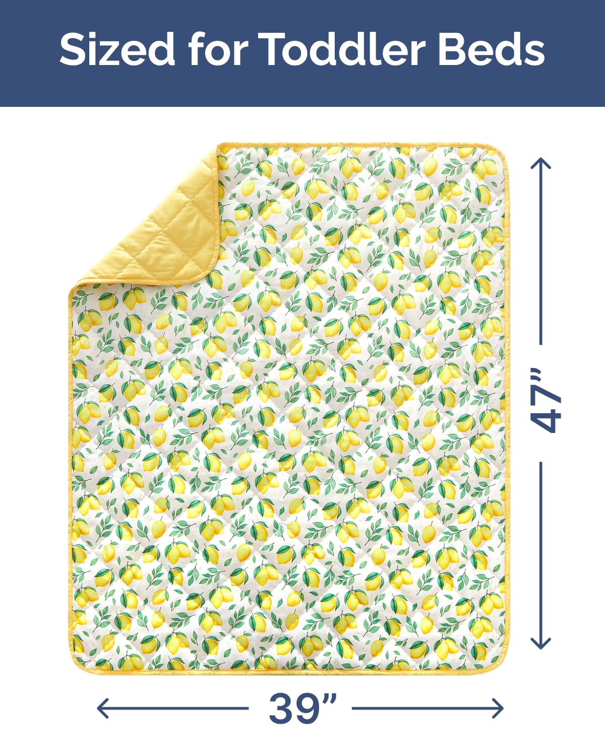 Lemon Toddler Comforter - Down Alternative Toddler Microfiber Comforter - Lightweight & Warm Baby Quilt Blanket - Soft & Breathable - Kids Duvet Insert for Crib & Stroller - Machine Washable - 39x47