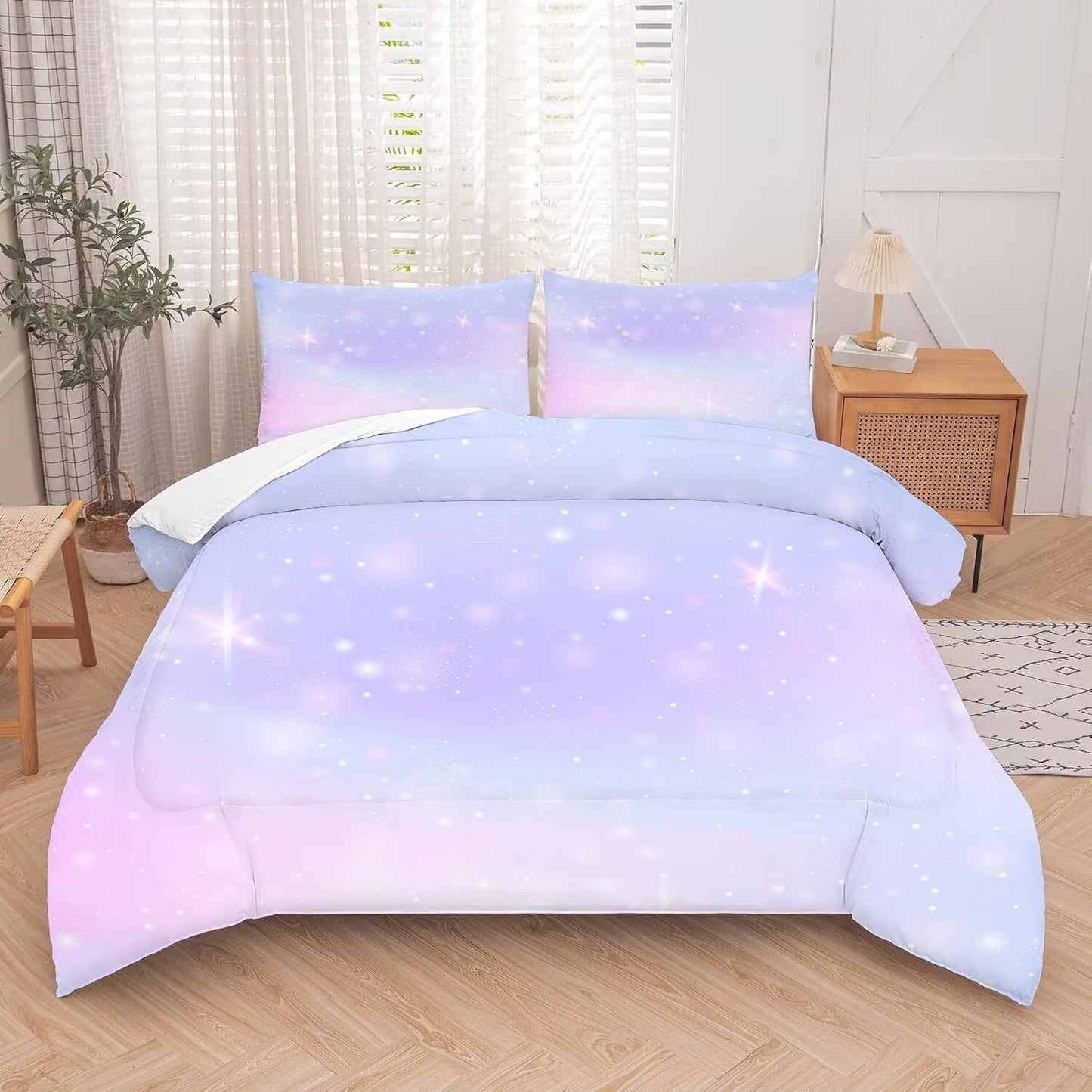 kxry Purple Galaxy Comforter Set Full Size Dreamy Soft Duvet Bedding