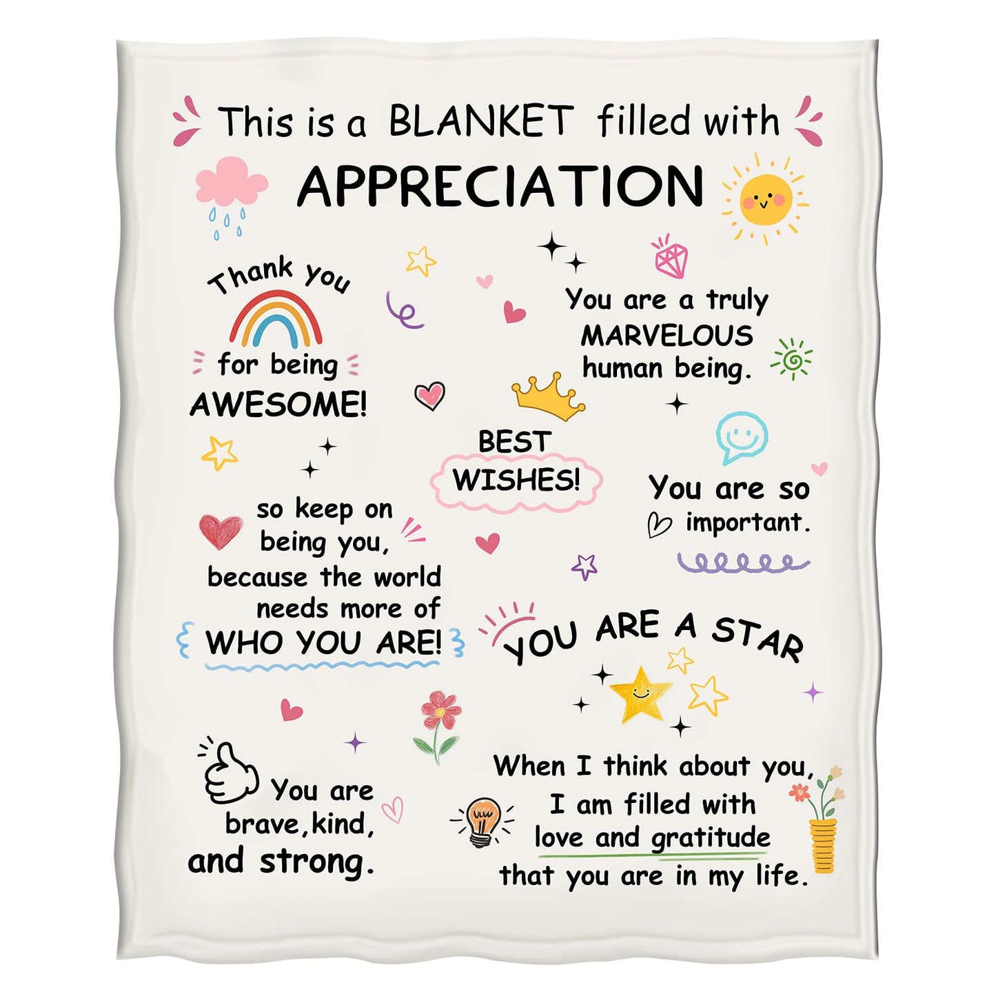 Levens Appreciation Blanket 60”x50” Thank You Gifts for Women Men, Appreciation Gifts for Coworker Paraprofessional Volunteer Caregivers Teacher Friends, Soft Flannel Throw Inspirational Quote Gift