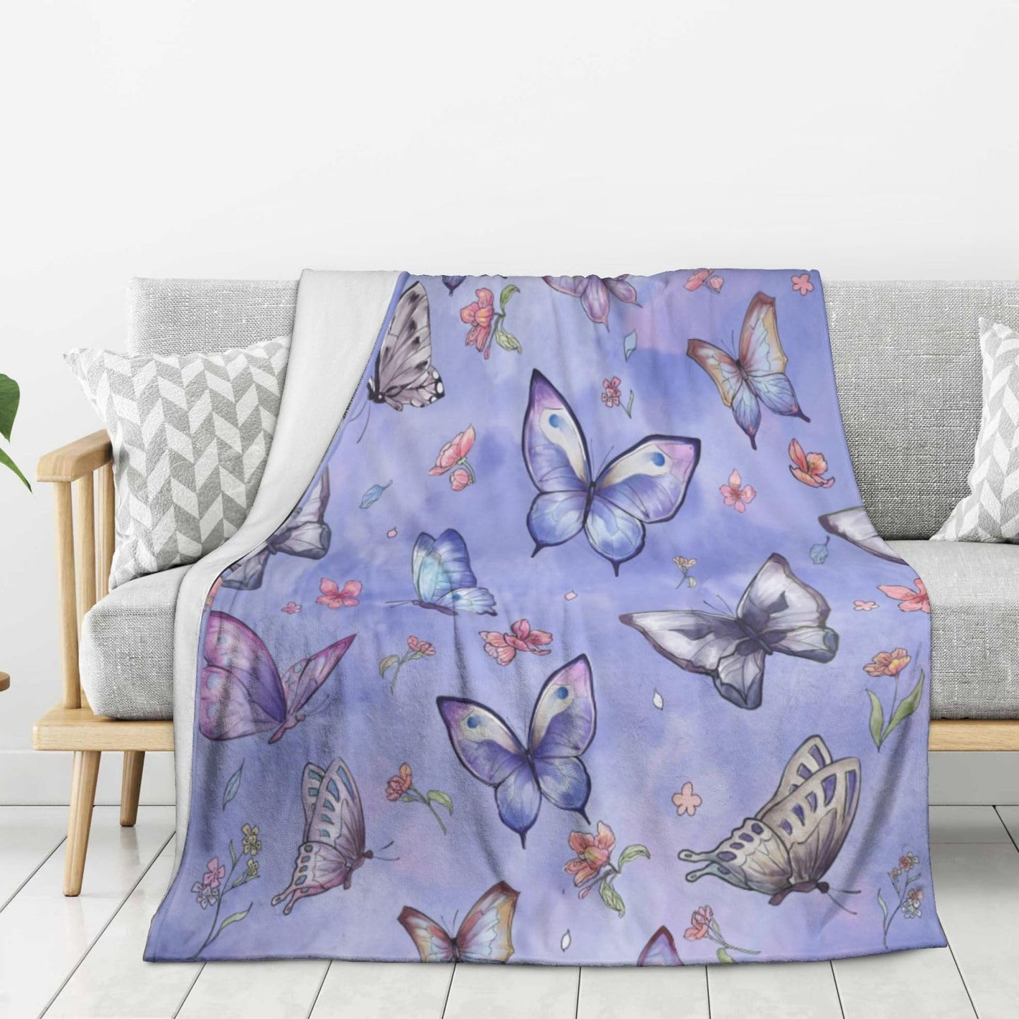 Butterfly Throw Blanket Cozy Fluffy Plush Blanket Soft Flannel Throw Blanket for Kids Men Women Gift Sofa Bed Couch 50"x40"