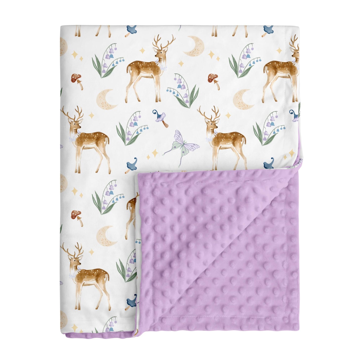 CIVARUA KIDS Baby Blankets for Girls Boys, Purple Deer, 30x40 | Soft Cozy Fleece Receiving Blanket for Newborn & Toddler, 3D Minky Dotted Backing, Breathable for Crib, Stroller & Tummy Time