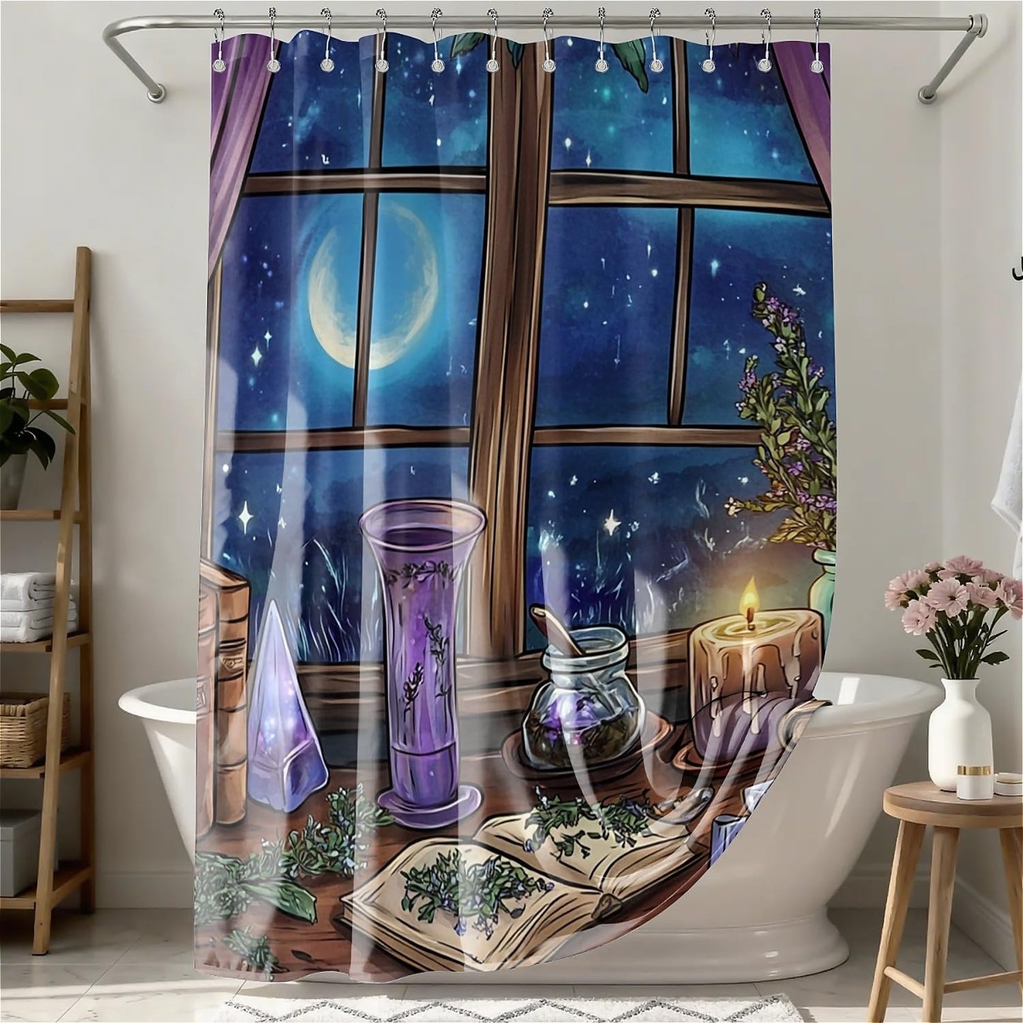 TANGXUNFA witchy's-Room Shower Curtain for Bathroom, Water-Resistant Long Shower Curtain Set 72x72 Inch with Metal Grommets and 12 Metal Hooks
