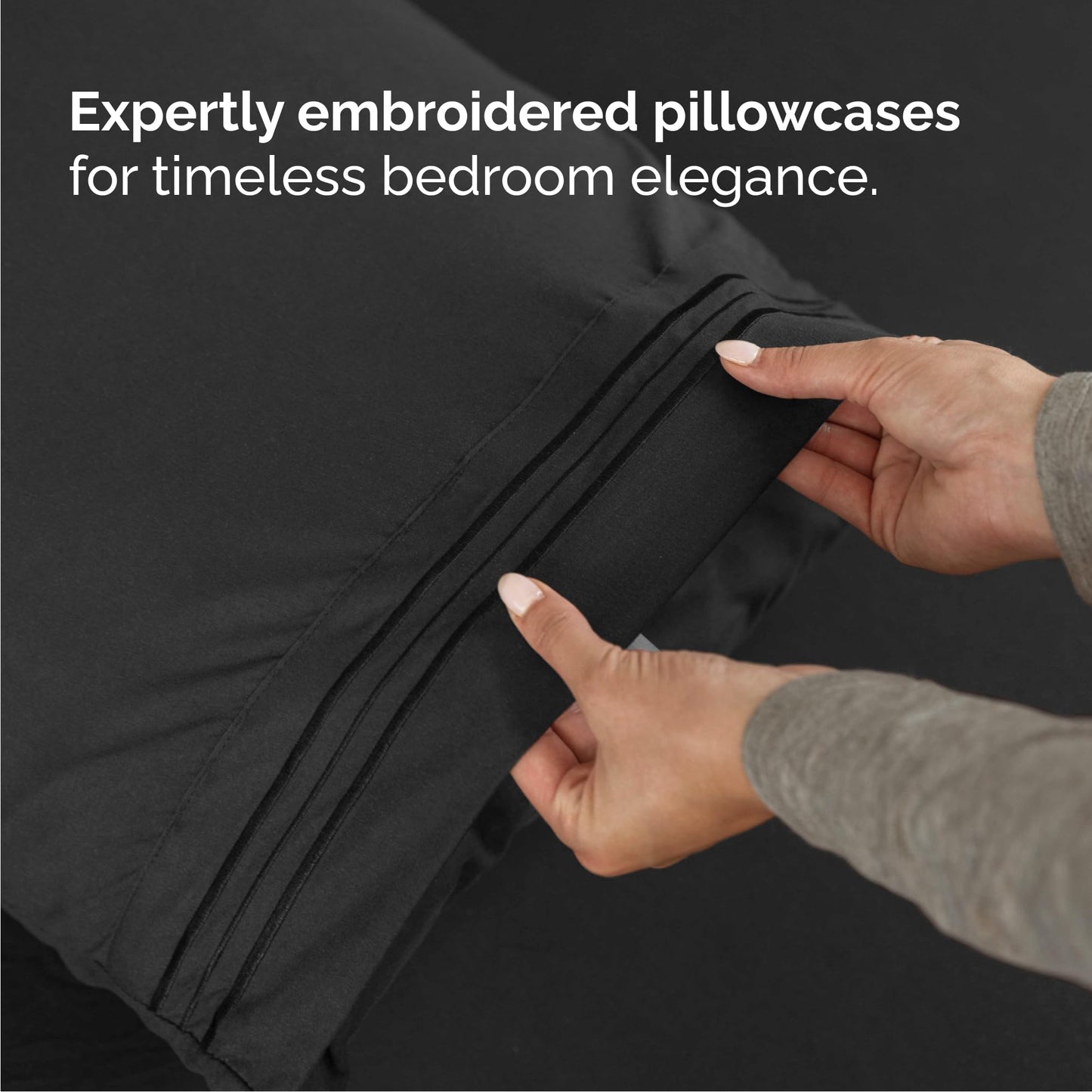 Queen Size 4 Piece Sheet Set - Comfy Breathable & Cooling Sheets - Hotel Luxury Bed Sheets for Women & Men - Deep Pockets, Easy-Fit, Extra Soft and Wrinkle Free Sheets - Black Oeko-Tex Bed Sheet Set
