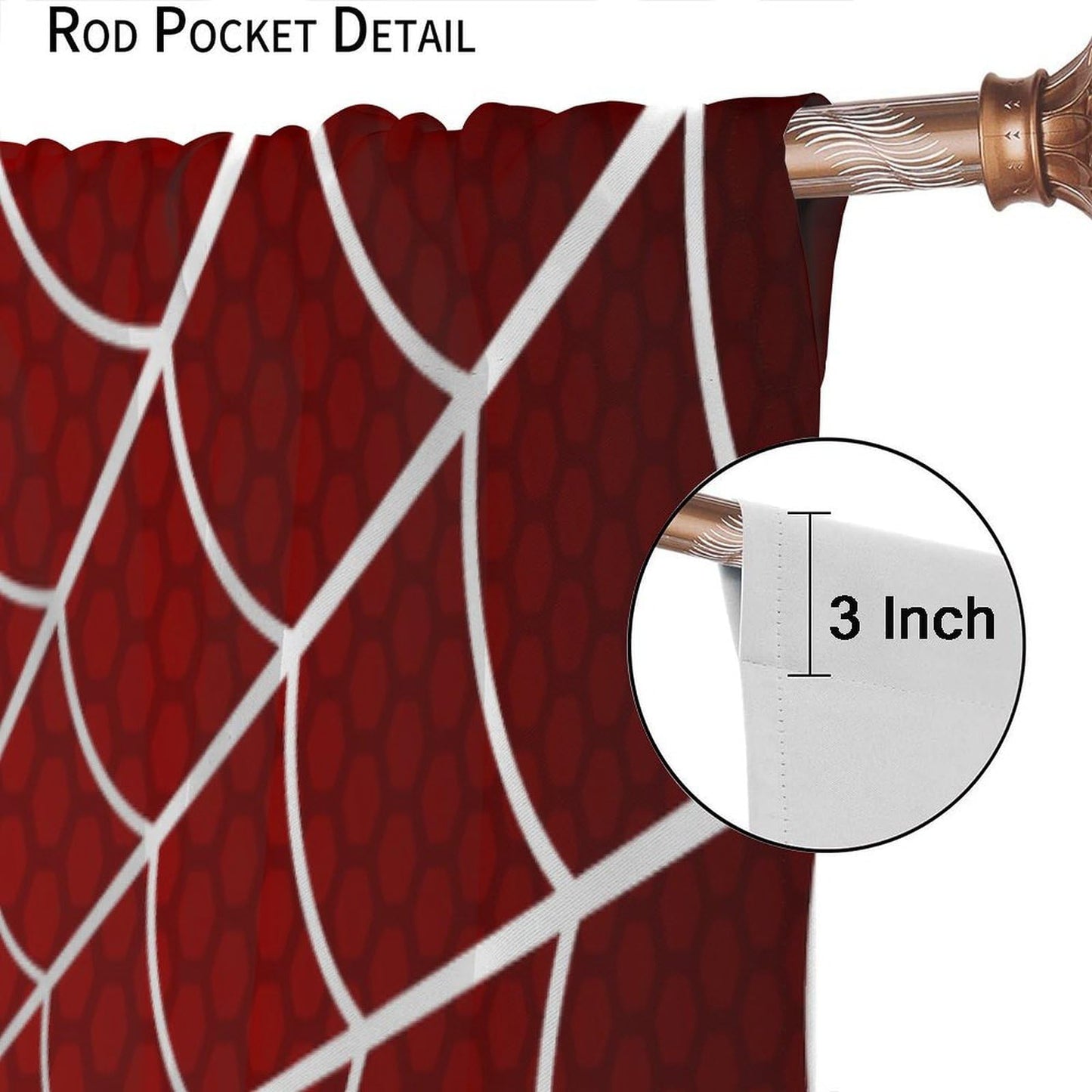 Djaby Red Spider Web Curtain, Scary Spider Web Halloween Theme Print Window Drapes for Kids Baby Nursery Room Bedroom Living Room 42" W X 45" L(No Blackout)