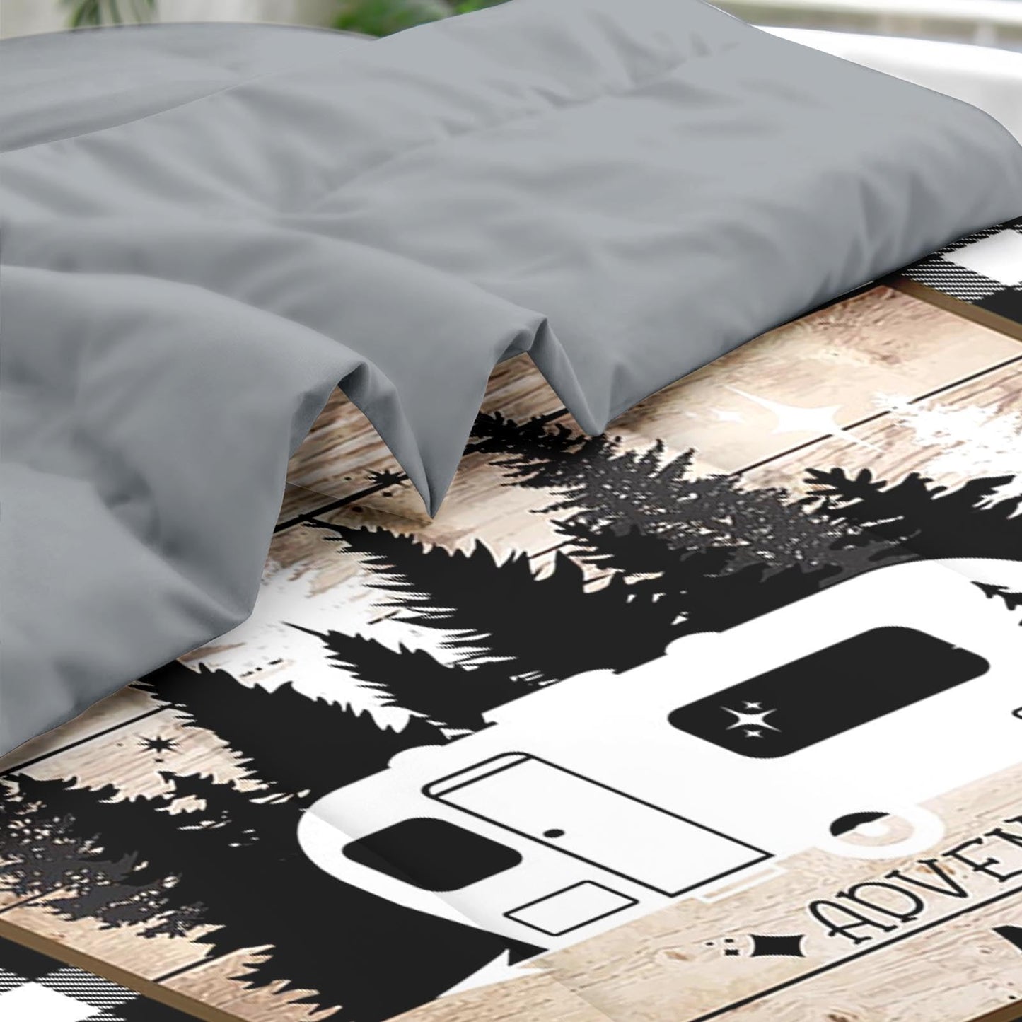 Pamnest Comforter Set Full Size, Camping Camper Rv 7 Pcs Bedding for Kids and Adults, Car Family Bed Sheet Sets with Fitted Sheet 2 Pillowcases & 2 Shams for Bedroom Bed Decor