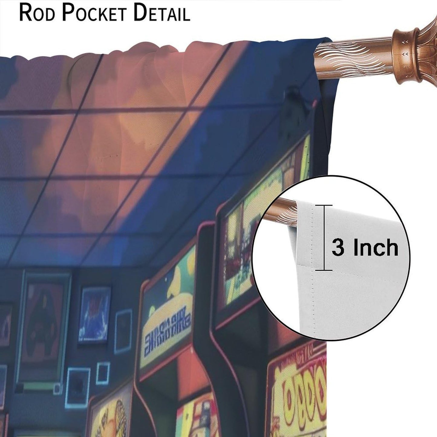 VUMIVI Arcade Game Curtains Retro Pixel Cartoon Illustration Dark Space Rod Pocket Window Treatments for Gaming Room Retro Game Cave Themed Cafe Boys Girls Room 42" W X 44.5" L