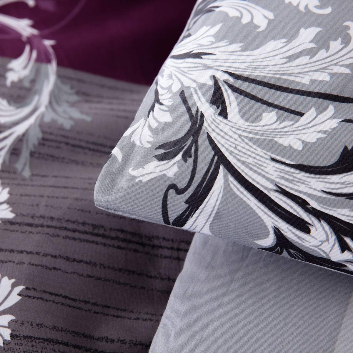 SLEEPBELLA Comforter Queen Size, 600 Thread Count Cotton Grey Paisley & Purple Comforter Sets, Down Alternative Bedding Set 3Pcs(Queen, Purple Paisley)