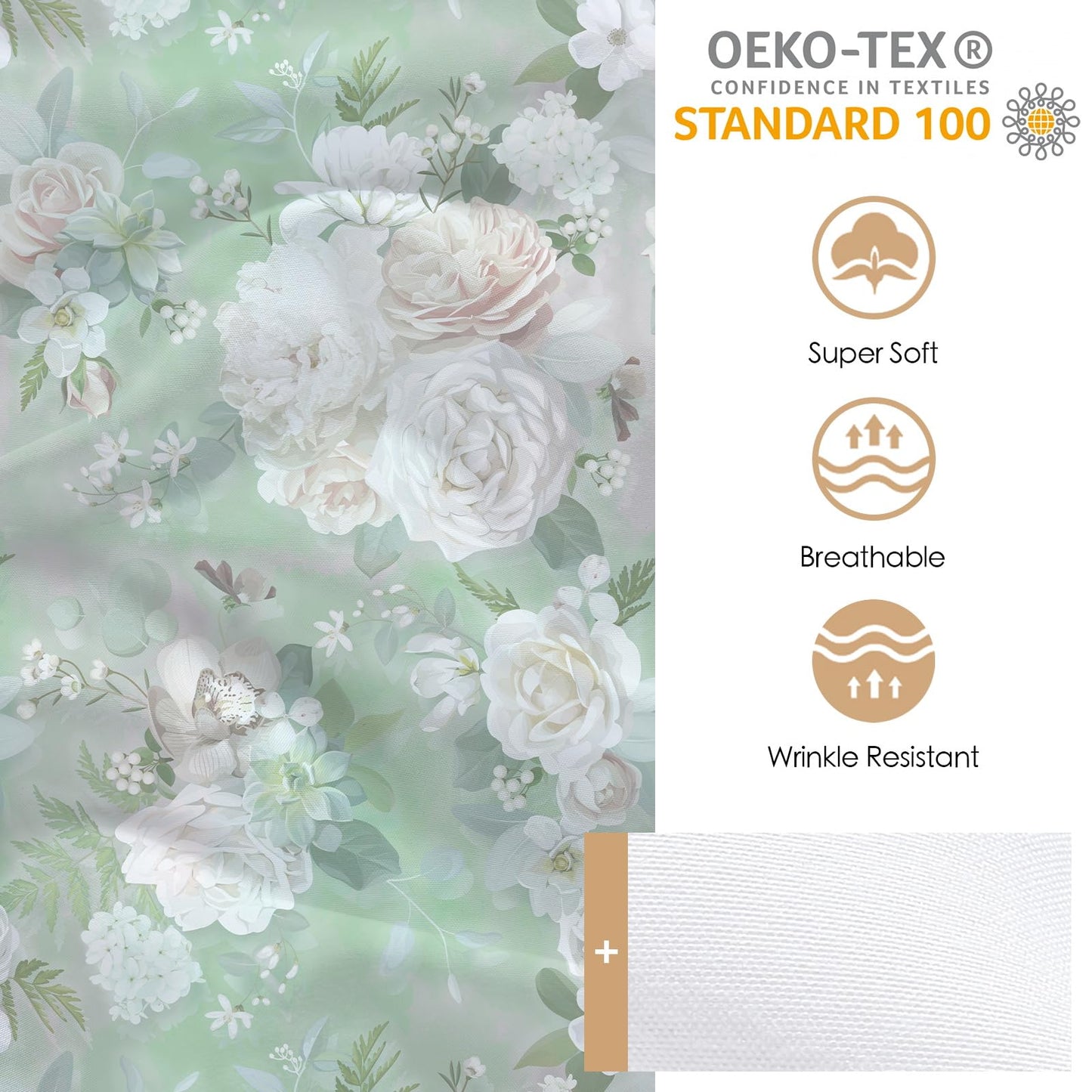 YIYEA Floral Fitted Sheet Only, Premium Double Brushed Microfiber Deep Pocket Fitted Sheet Queen Size, Ultra Soft Fitted Bottom Sheet, Shrinkage, Fade Resistant, Queen