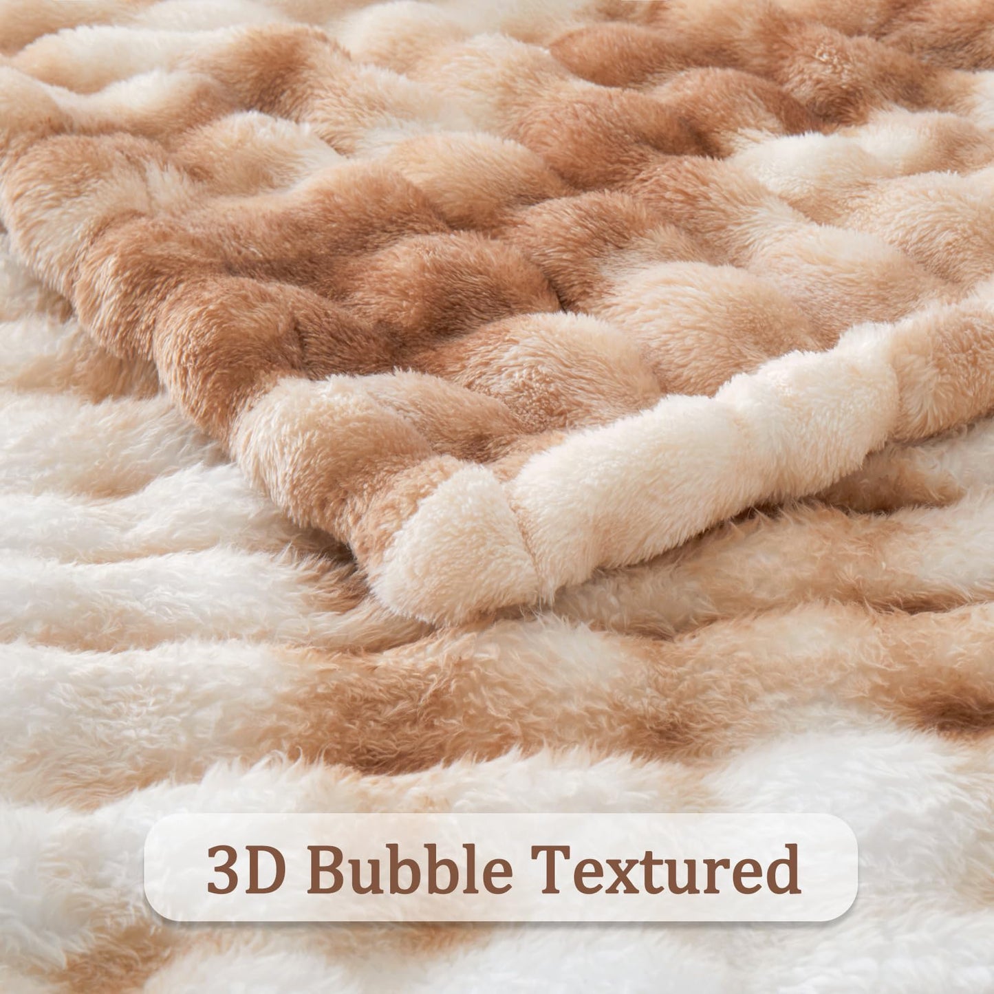 PU MEI Fleece Blanket - Throw Blanket for Couch, Luxury Bubble Fluffy Plush Twin Cozy Soft Warm Fuzzy Extra Large Blanket for All Season Use 60"*80" -Brown1