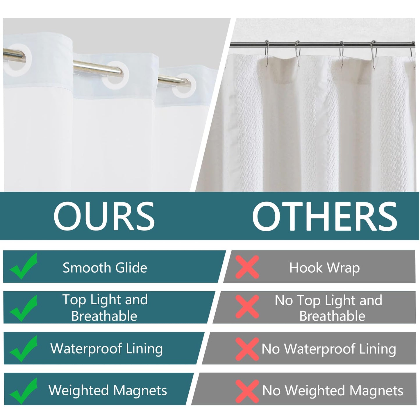 NAEMBCU No Hook Abstract Shower Curtain with Liner 71 x 74 Inch