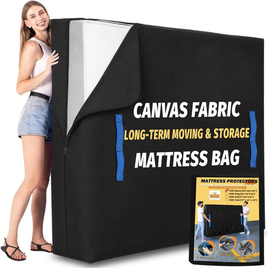 (Not Plastic,Not Polyethylene),Mattress Bags for Moving and Storage,Twin Size,8 Handles,Heavy Duty & Thicker Canvas 600D Polyester Cloth,Reusable Waterproof Mattress Protector Covers,Strong Zipper