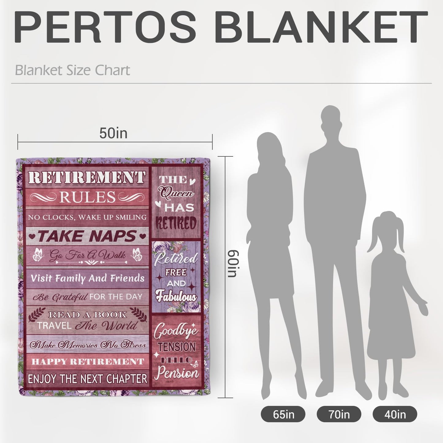 Levens Retirement Gift for Woman, Best Retirement Gifts for Women 2025, 60"x50" Happy Retirement Blanket Gifts for Teacher Mom Nurse Coworkers Friends, Retirement Party Decorations Throw Blanket