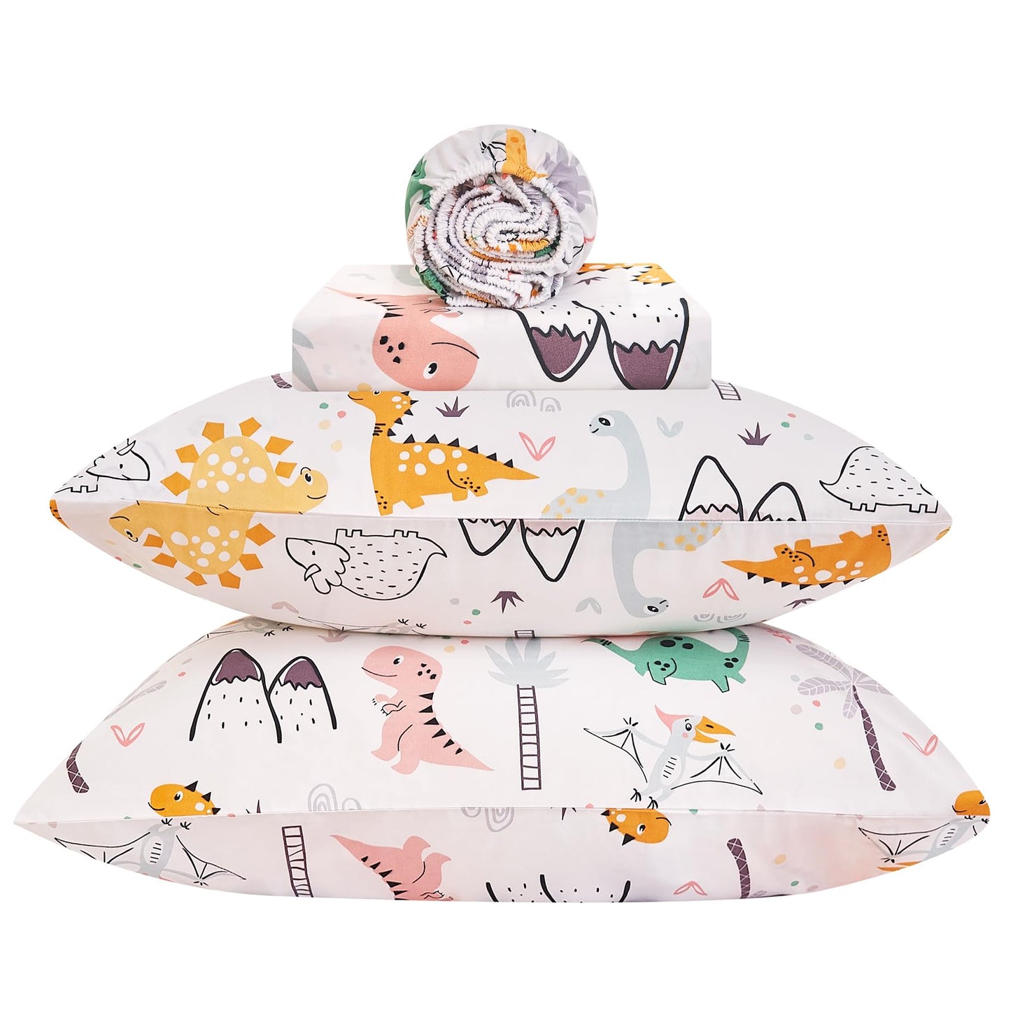 Yibeizi Dinosaur Twin Sheets Set for Boys, Kids Cute Bedsheets Dino Microfiber Deep Pocket Bed Sheet & Pillowcase Sets 3 Pieces